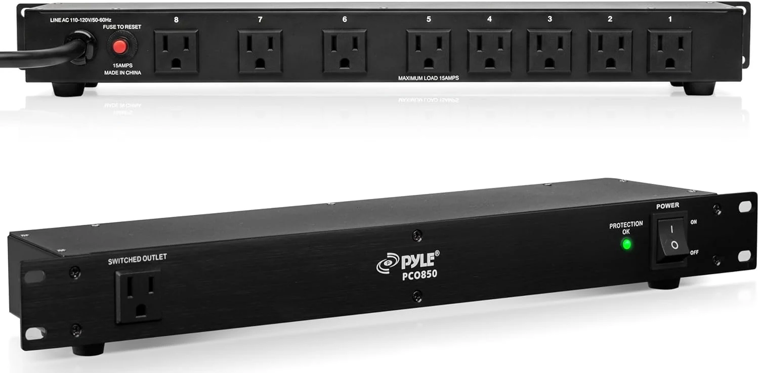Pyle 150J Surge Protector Power Strip - 9 Outlet - 15 Amp - 1U Rack Mount with AC Filter (PCO850)