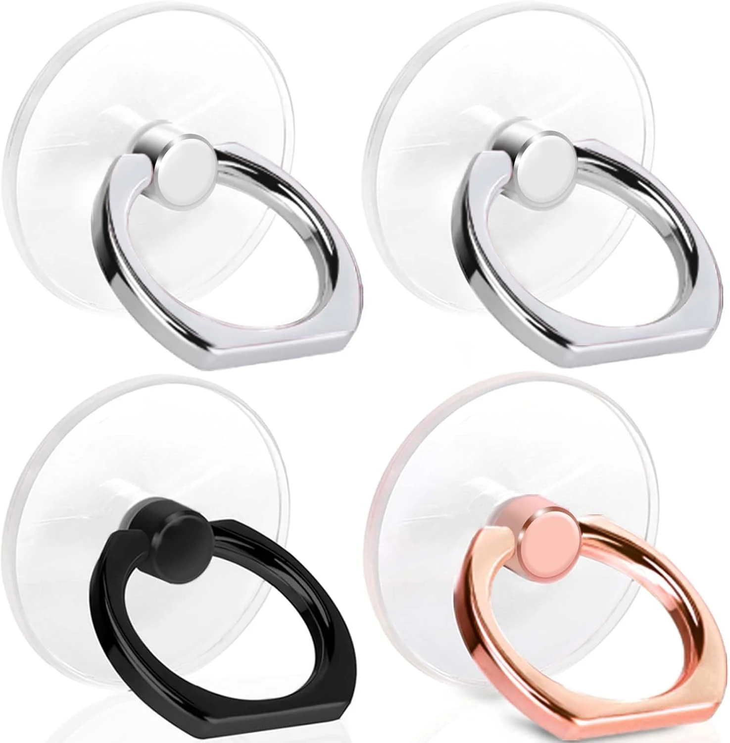 4 Pack Jsoerpay Cell Phone Ring Holder, Transparent Ring Holder 360°Rotation Finger Ring Stand