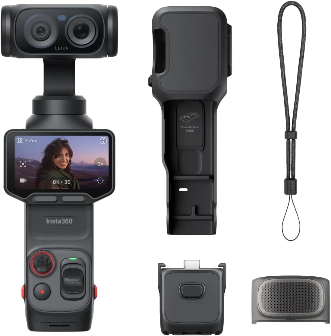 Insta360 Luna Ultra - 8K Vlogging Camera with Dual Leica Lenses, 12× Zoom, 1" Sensor, Detachable 2" Touchscreen, Pocket Gimbal Camera for Vlog Photography (Cosmic Black)