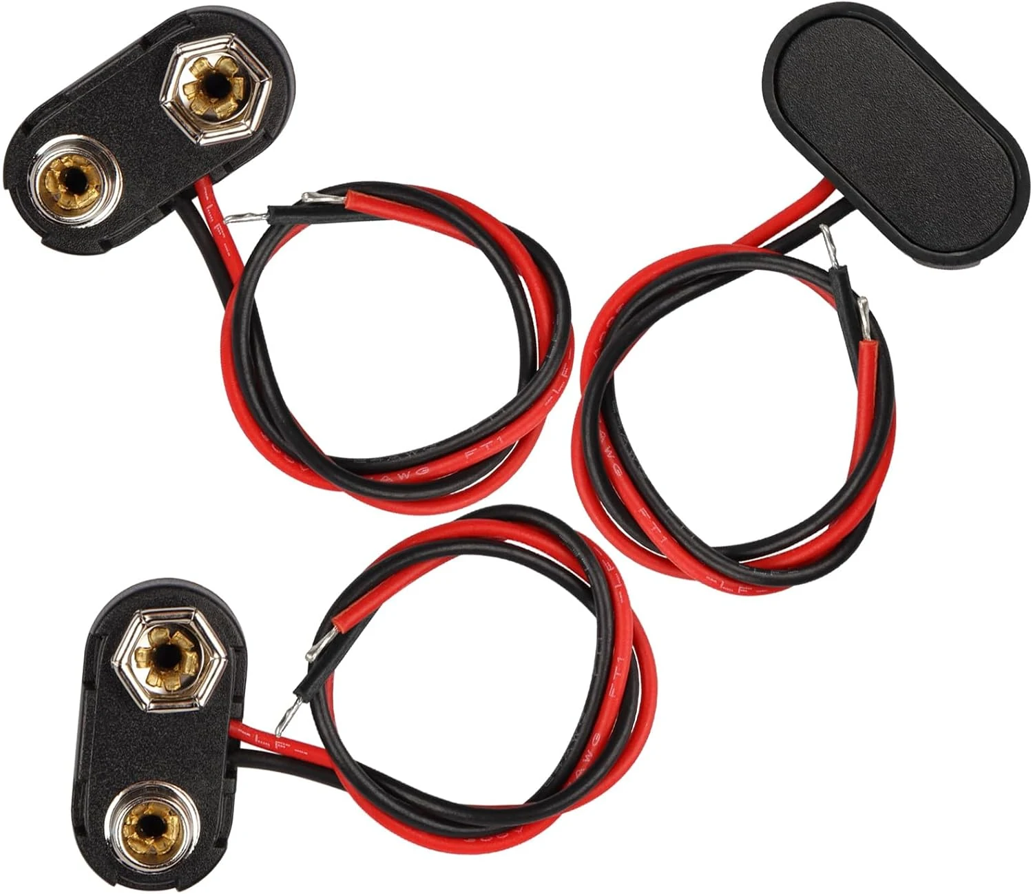 VWEICYY 9V Battery Connector, 3PCS T-Type 9 Volt Buckle Connector (Hard Plastic Shell)