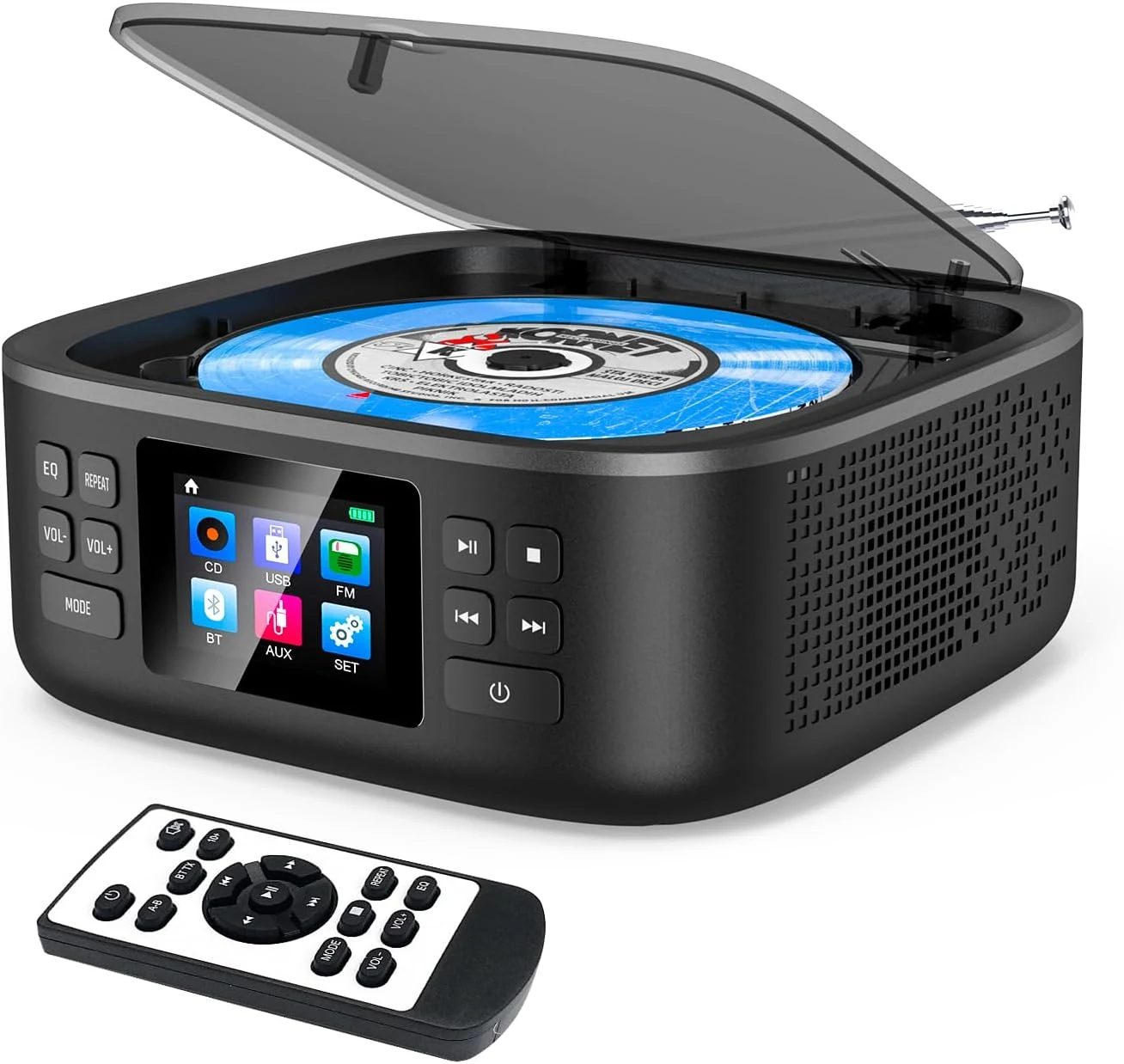 Portable CD Player Bluetooth,Desktop CD Player with Bluetooth Music Boombox Portable CD Players for Home Built-in Dual Speakers FM Radio & Speaker, LED Screen Support USB/AUX Headphone Jack