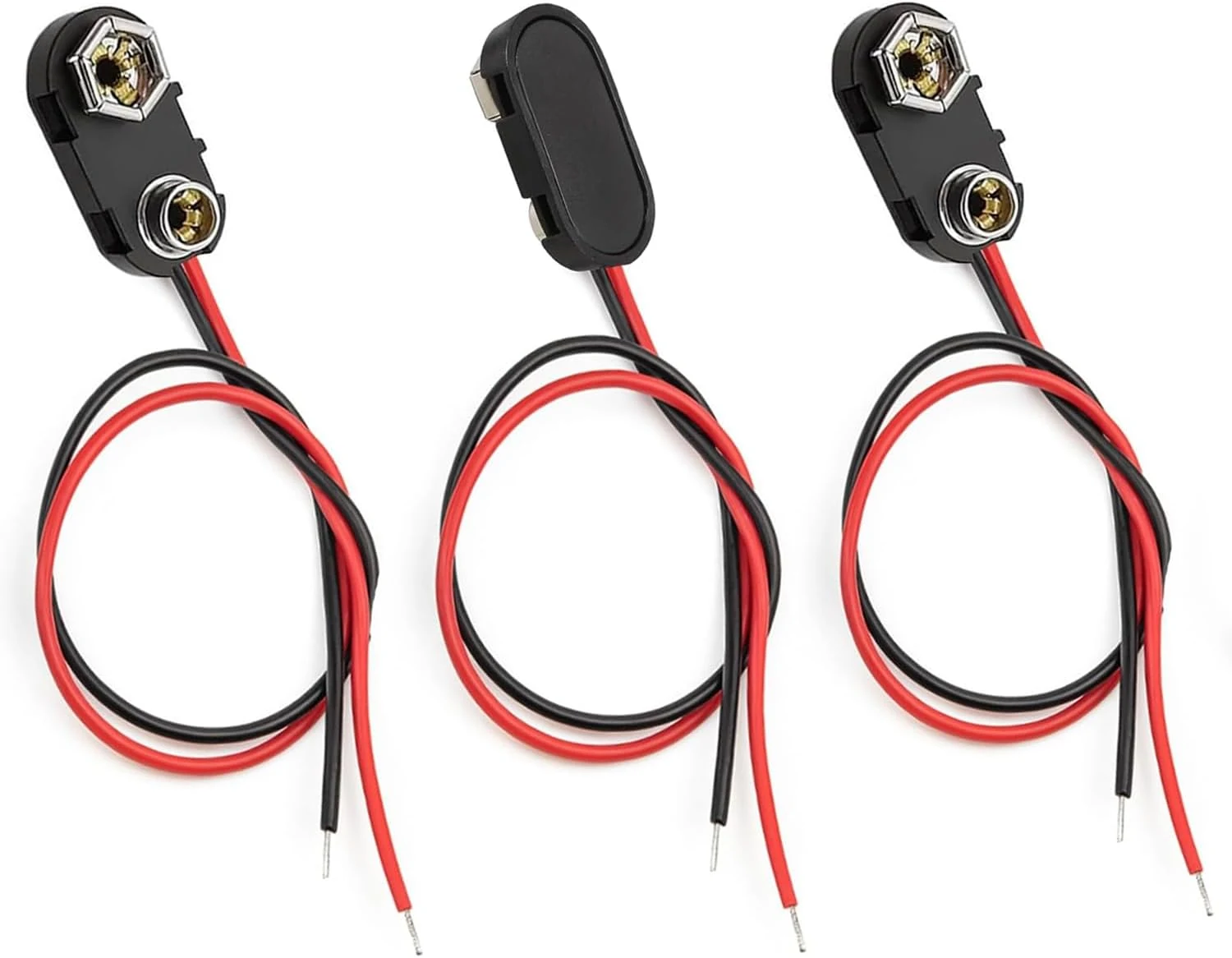 California JOS 3 Pack 9V Battery Clip Connector Hard Shell for Arduino Electronics, Student Experiment, STEM Projects, and Research (I-Type)
