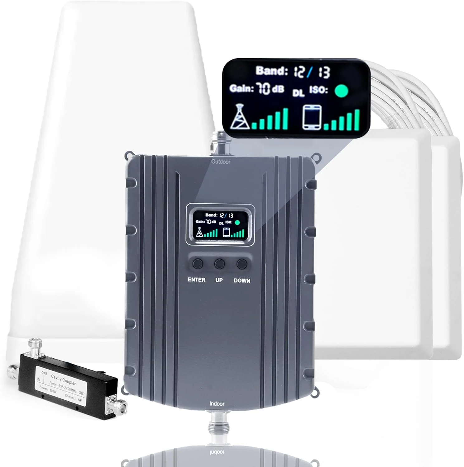 Cell Phone Booster for Home Office with 2 Indoor Antennas (5G & 4G LTE)