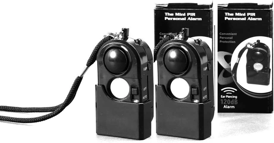 CREVENT Portable Mini Motion Detector Alarm + 120DB Siren + SOS LED Light (2-Pack)