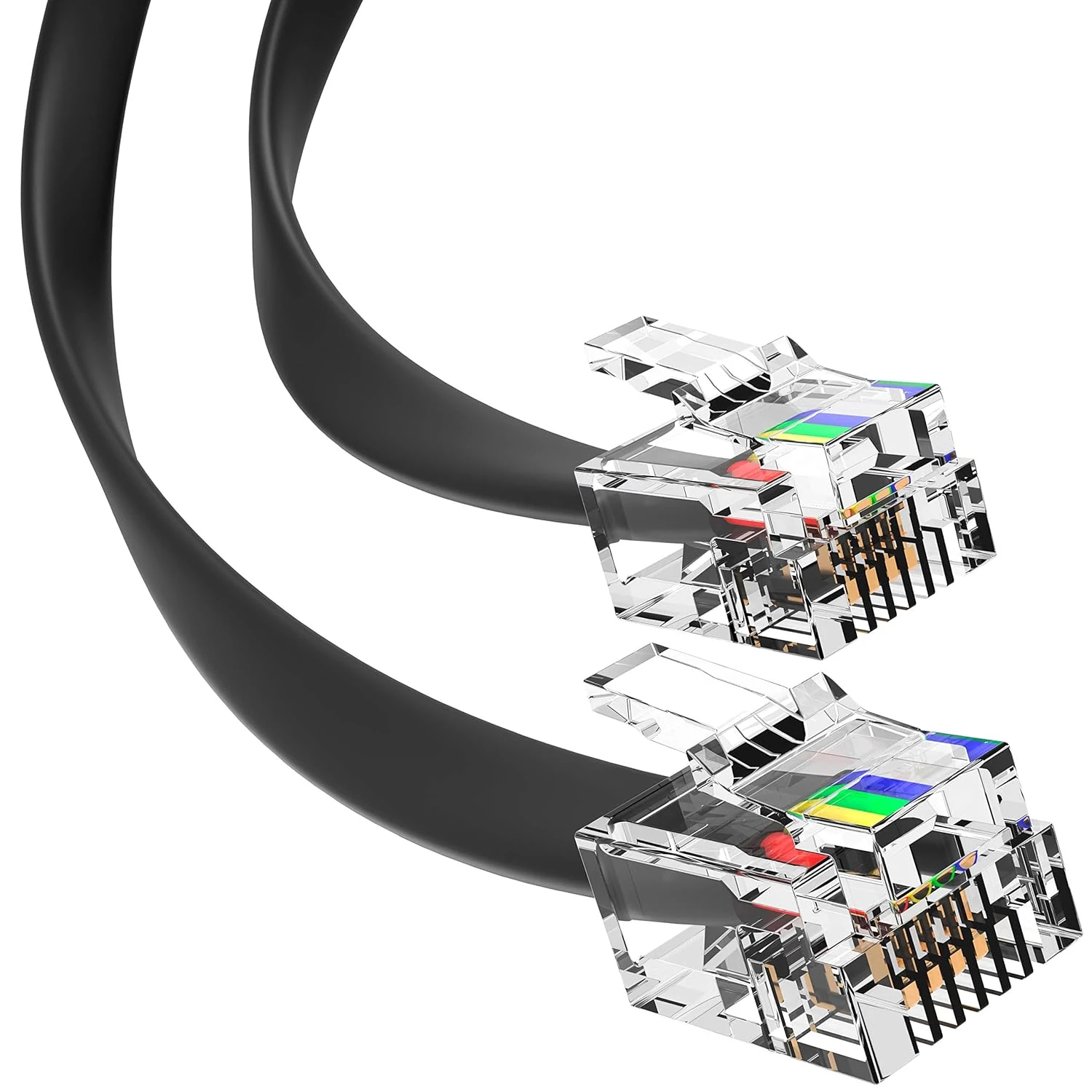 G-PLUG 3FT RJ11 Cable Phone Cord for Landline Phones, Telephone Cord RJ11 to RJ11 6P4C Phone Line Cable for Modem, Fax & Telephone Line, Black