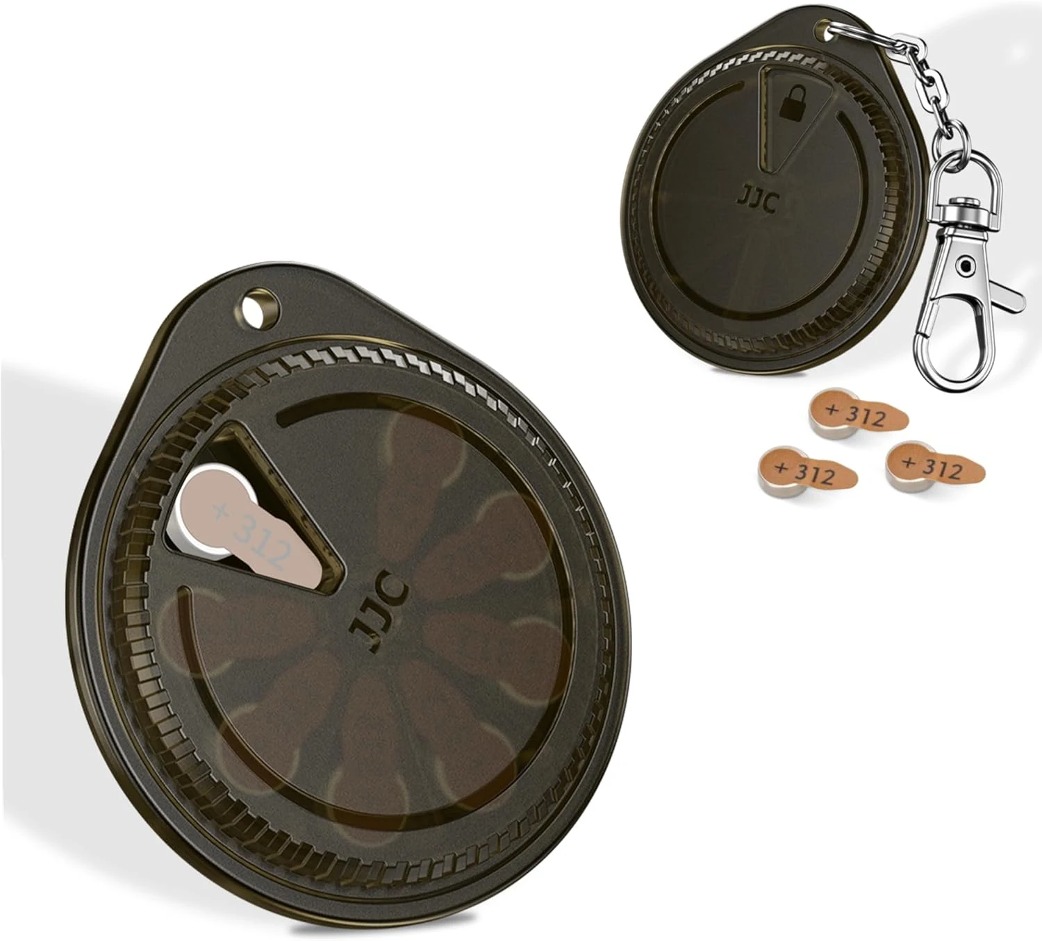 Rotatable LR41 Size 312 Hearing Aid Battery Case, Slim Portable Hearing Aid Batteries Case for 8x Size312 A312 P312 312A PR41 Size 13 Size 10 P13 P10 Long-Lasting Zinc-Air Battery Carry Holder with Keychain (No Batteries)
