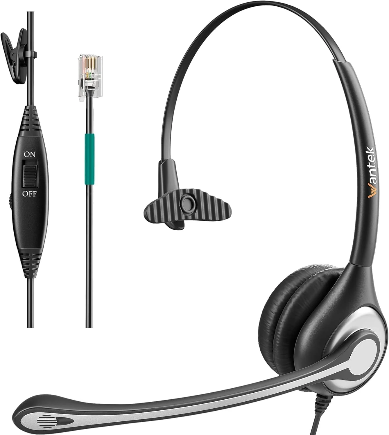 Wantek Corded Telephone Headset Mono w/Noise Canceling Mic for Avaya