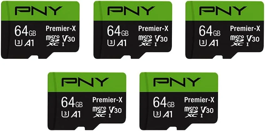 PNY 64GB Premier-X Class 10 U3 V30 microSDXC Flash Memory Card 5-Pack