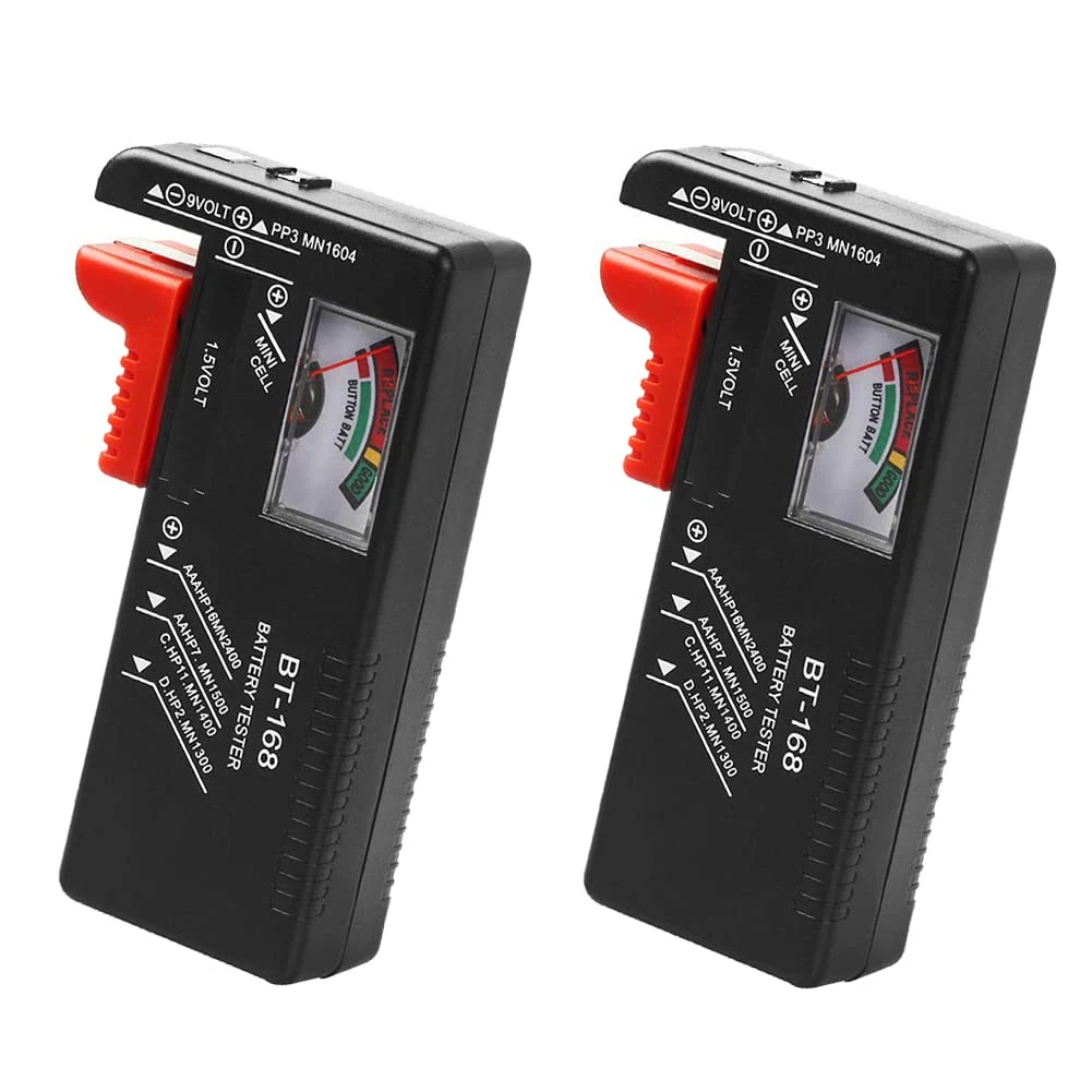 2 Pack Battery Tester, Universal Battery Checker for AA/AAA/C/D / 9V / 1.5V Button Cell Batteries