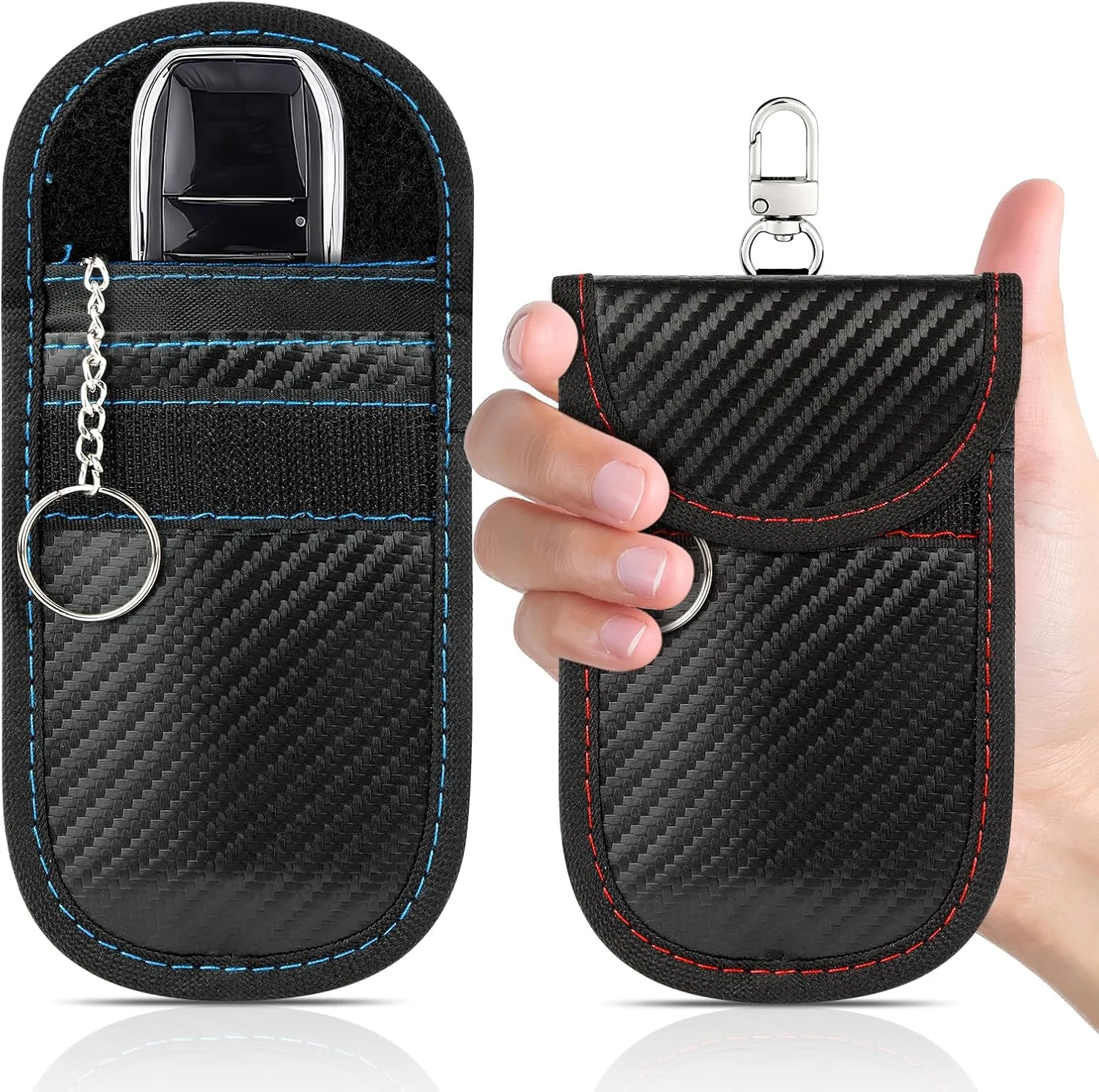 Hoiny 2 Pack Faraday Key Fob Protector, Premium Car RFID Signal Blocking Pouch