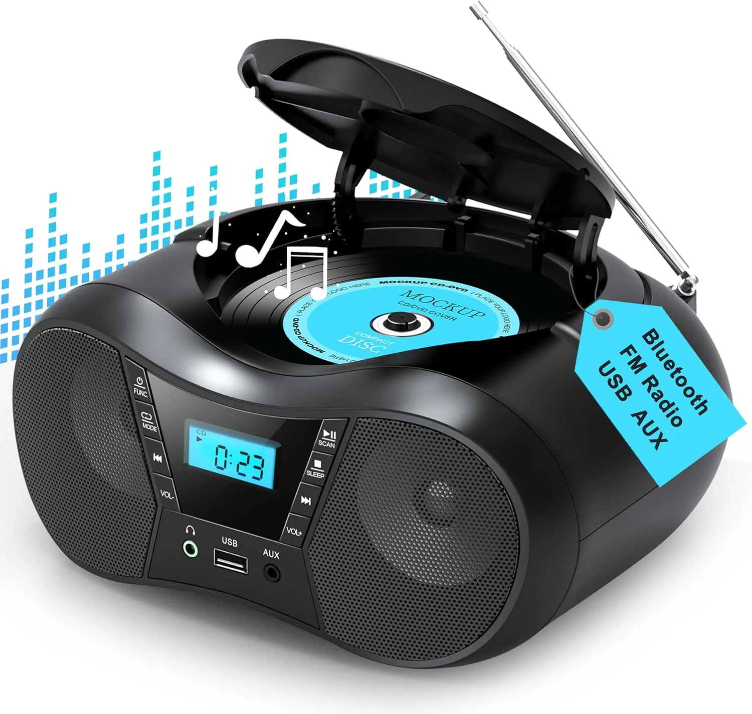 Greadio Boombox Portable CD Players for Home with Bluetooth, Boom review