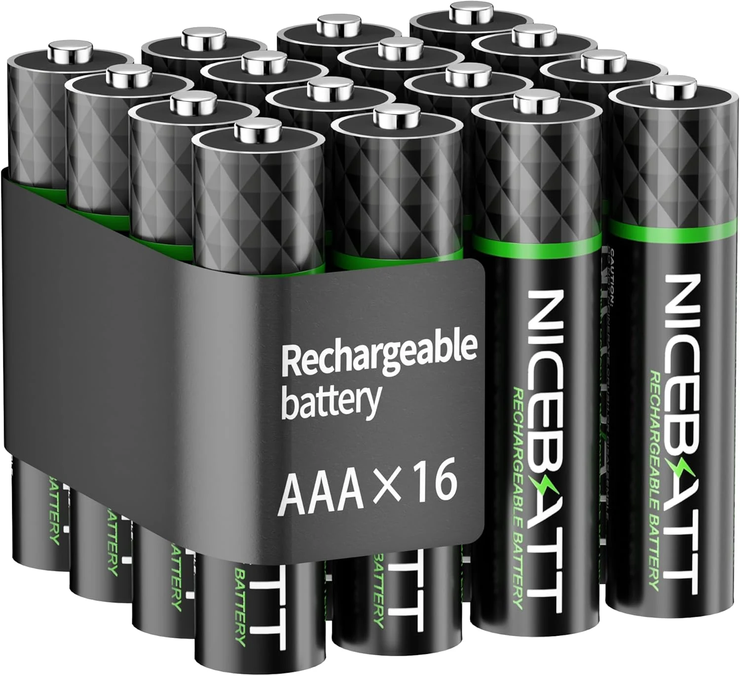 NICEBATT Rechargeable AAA Batteries 1100mAh, Premium NiMH Triple A Battery (16 Count)
