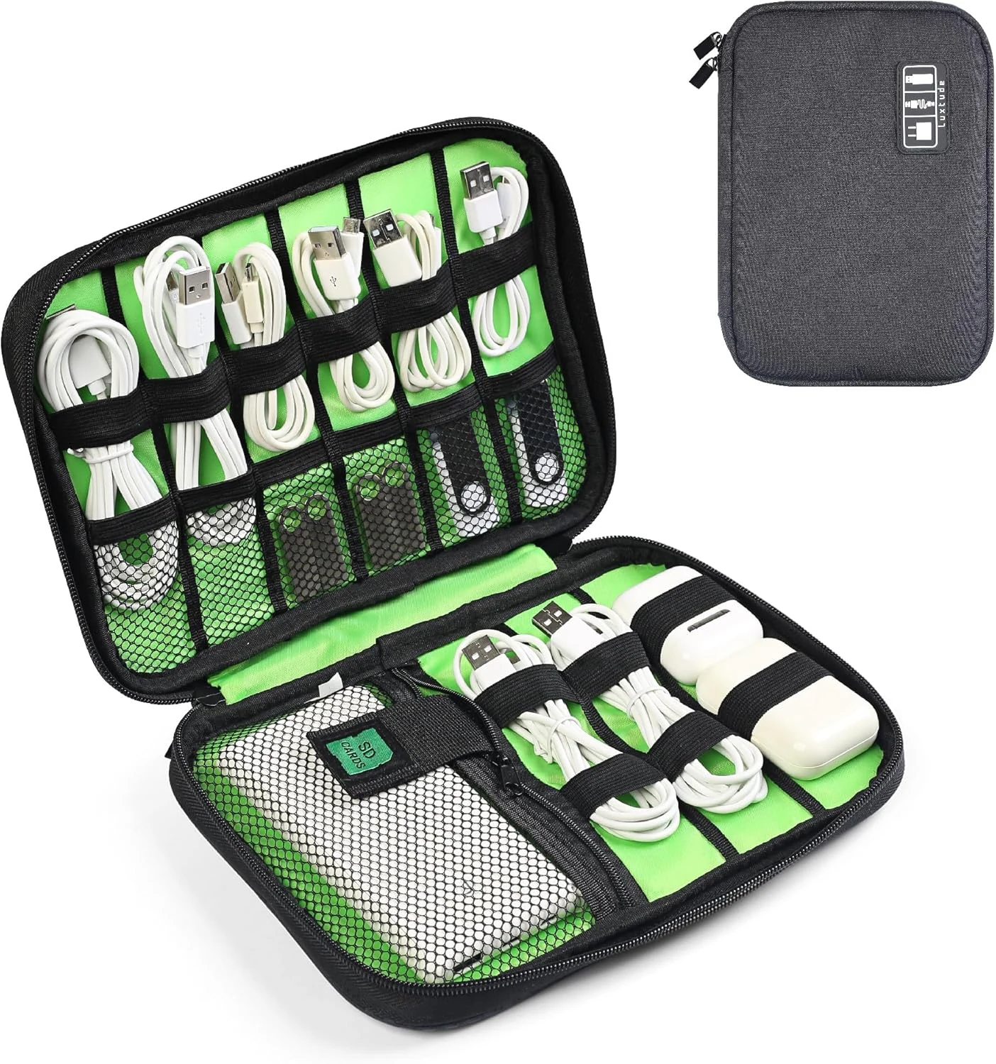 Luxtude Travel Cable Organizer Bag, Flat Cord Organizer Case