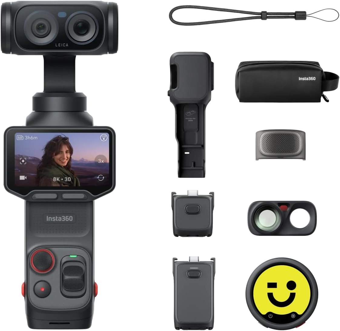 Insta360 Luna Ultra Creator Bundle - 8K Vlogging Camera with Dual Leica Lenses, 12× Zoom, 1" Sensor, Detachable 2" Touchscreen