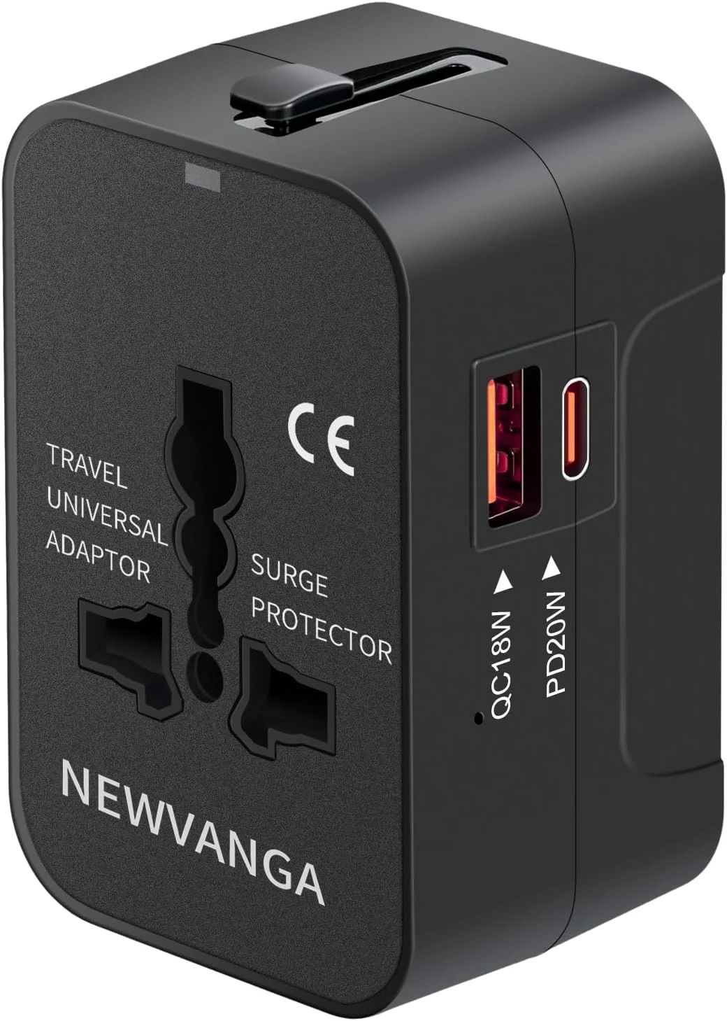 NEWVANGA Travel Adapter USB C, Universal All in One Worldwide Travel Adapter Fast Charge GaN PD3.0