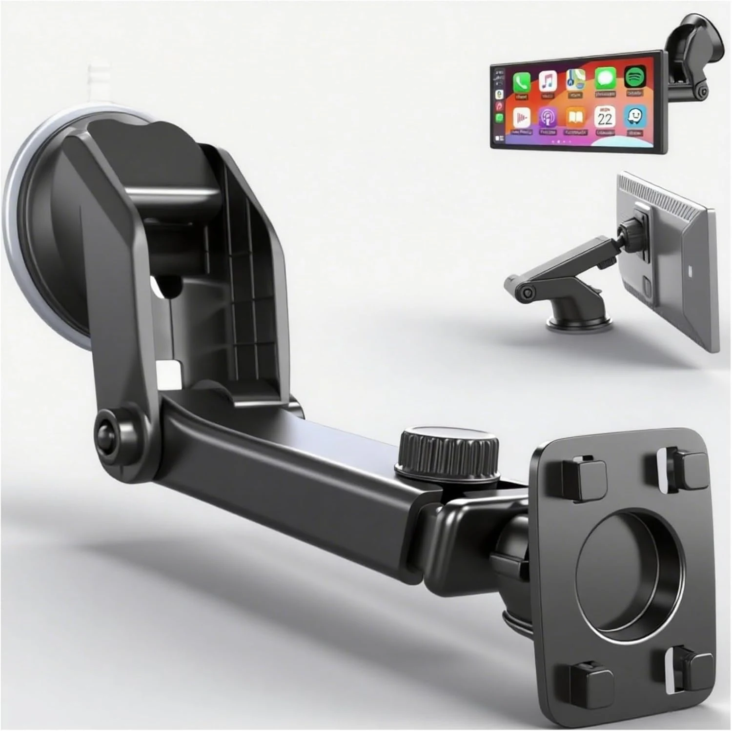 Extended Carplay Mount, 360° Flexible Windshield Dashboard Suction Cup Bracket