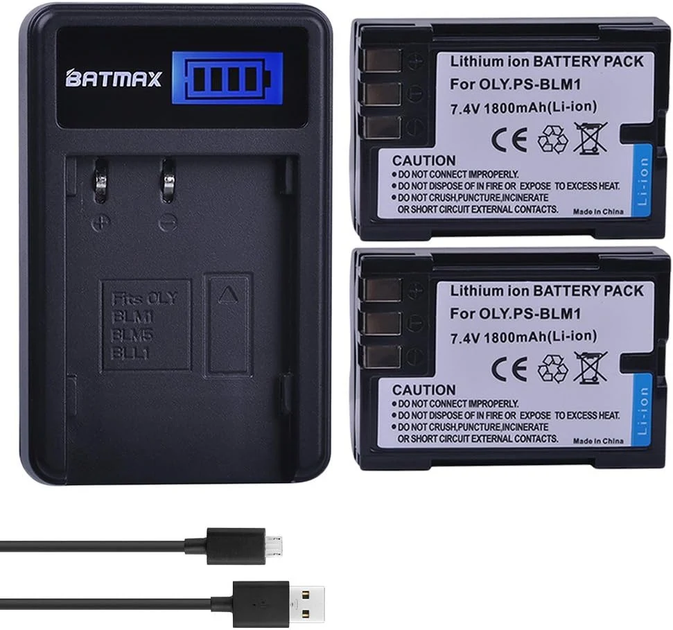 Batmax 2Packs PS-BLM1 BLM-1 PS BLM1 Battery + LCD USB Battery Charger