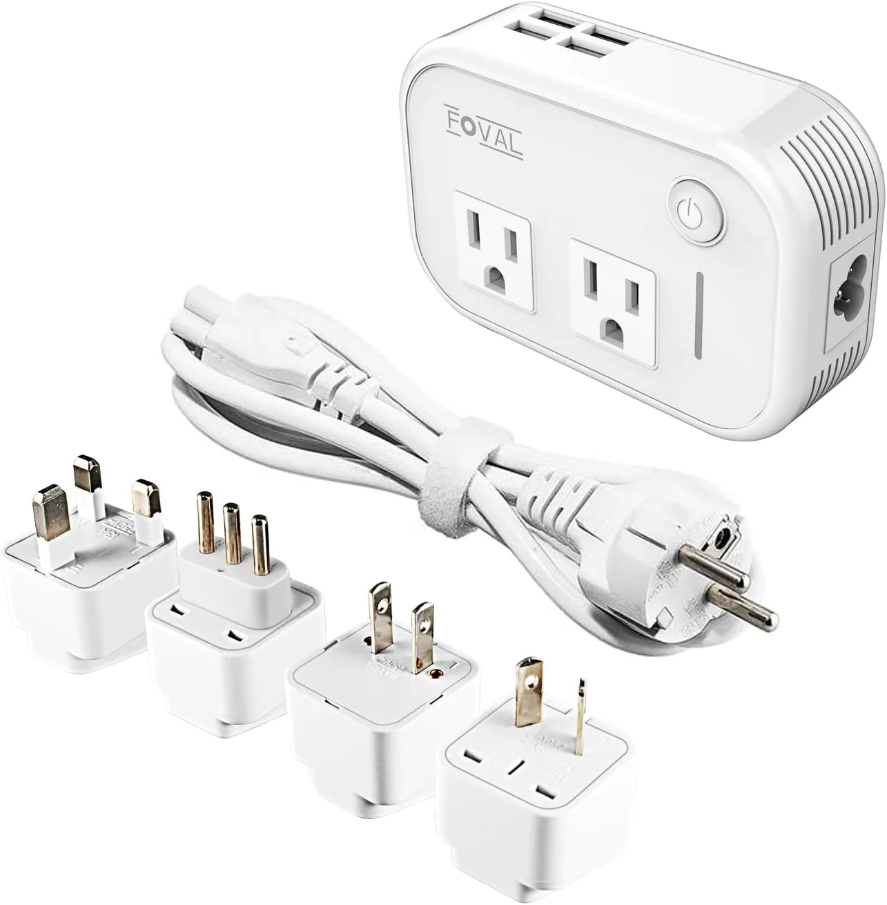 FOVAL Power Step Down 220V to 110V Travel Voltage Converter with 4 USB Charging