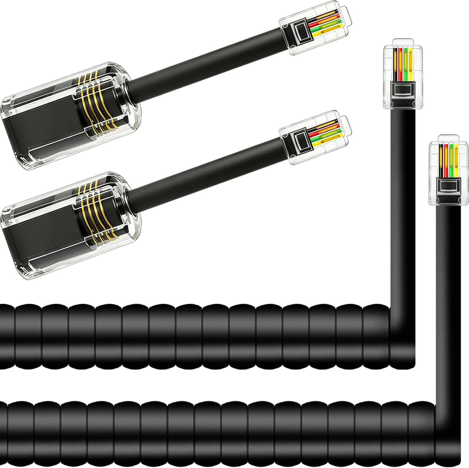 NECABLES 2+2Pack No Tangle Phone Cord for Landline (2pcs 10 ft)