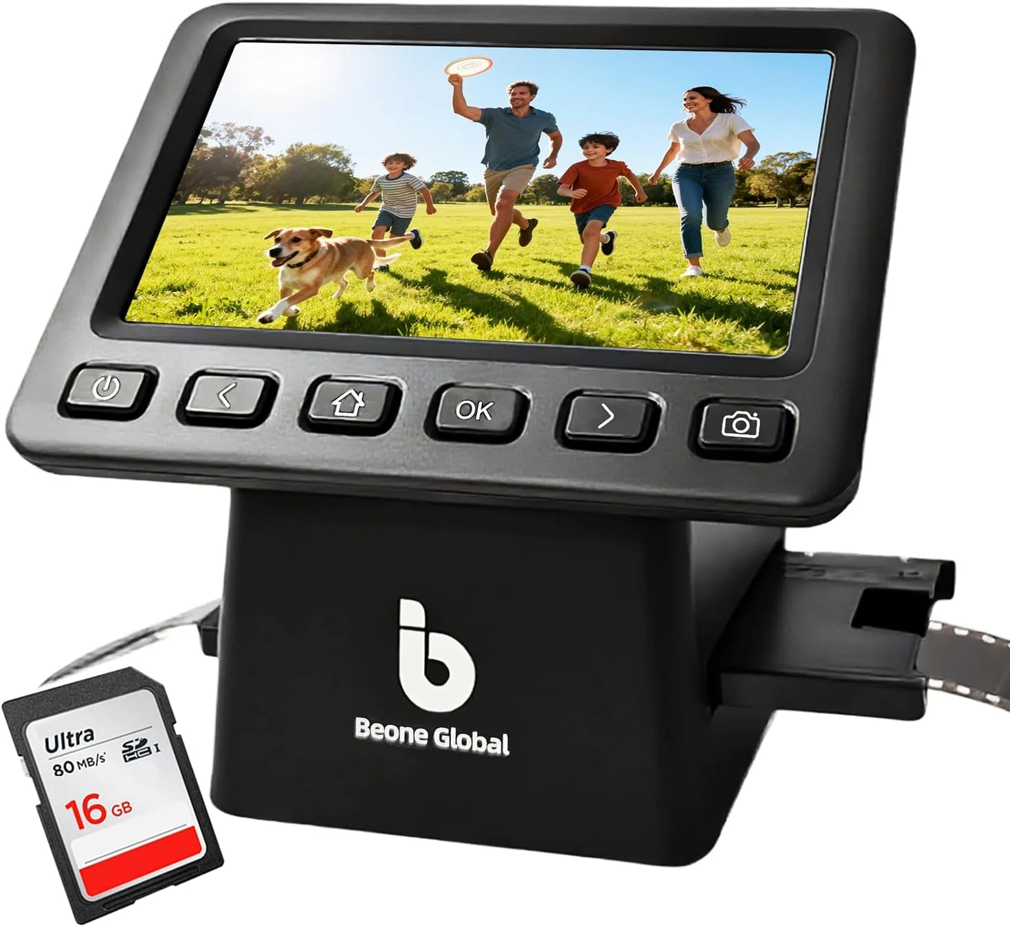 BEONEGLOBAL ClearScan P5 Film Scanner with SD Card, Upgraded Version, 24MP High-Resolution 35mm/135/126/110/Super 8 Film & Slide Converter with 5” LCD