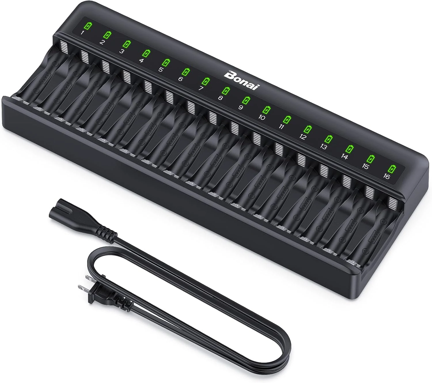 BONAI AA AAA Battery Charger 16 Bay for NiMH Rechargeable