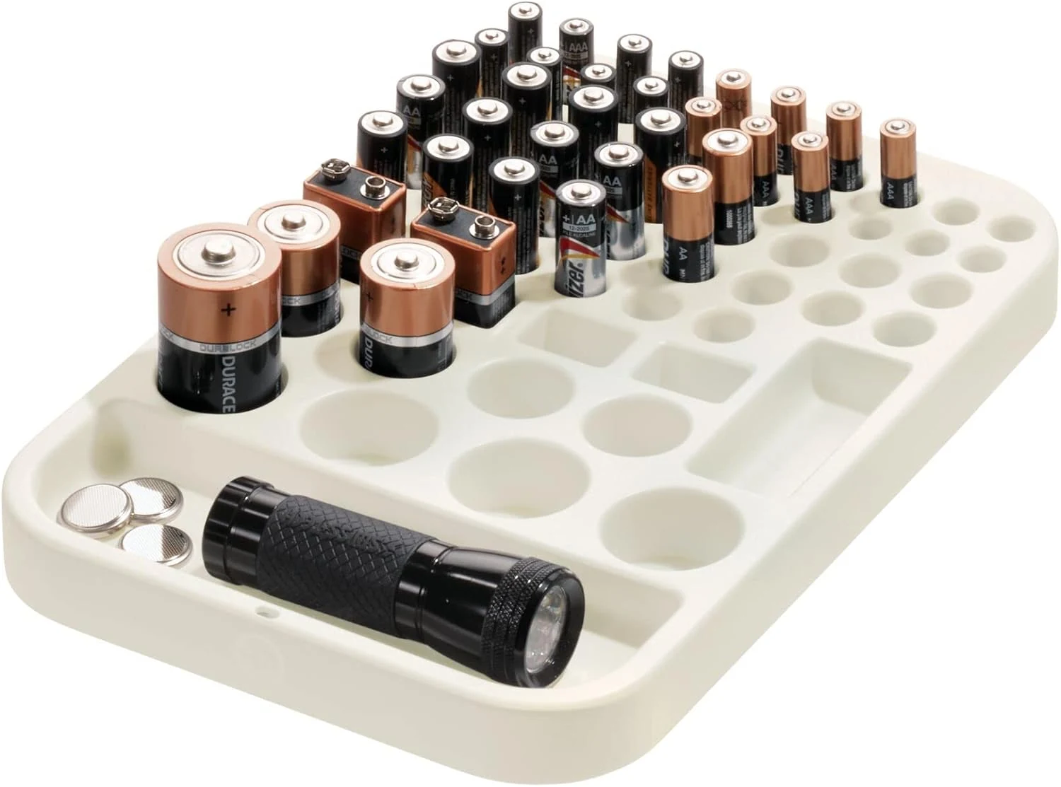 iDesign Recycled Plastic Divided Battery Organizer Insert, 7.6" x 11.1" x 1" (Coconut)
