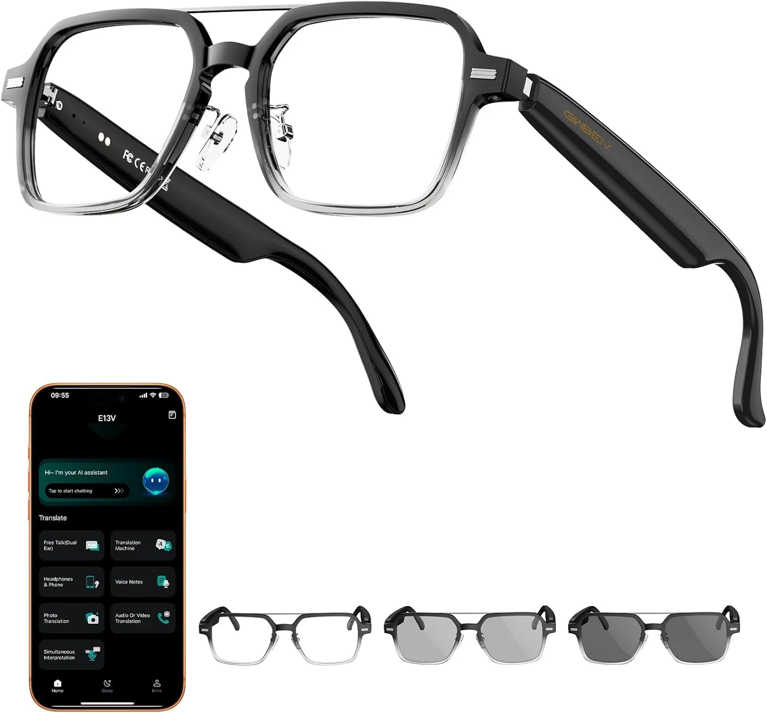Giwbeiv Aviator Smart Glasses for Men & Women, Audio Bluetooth Glasses