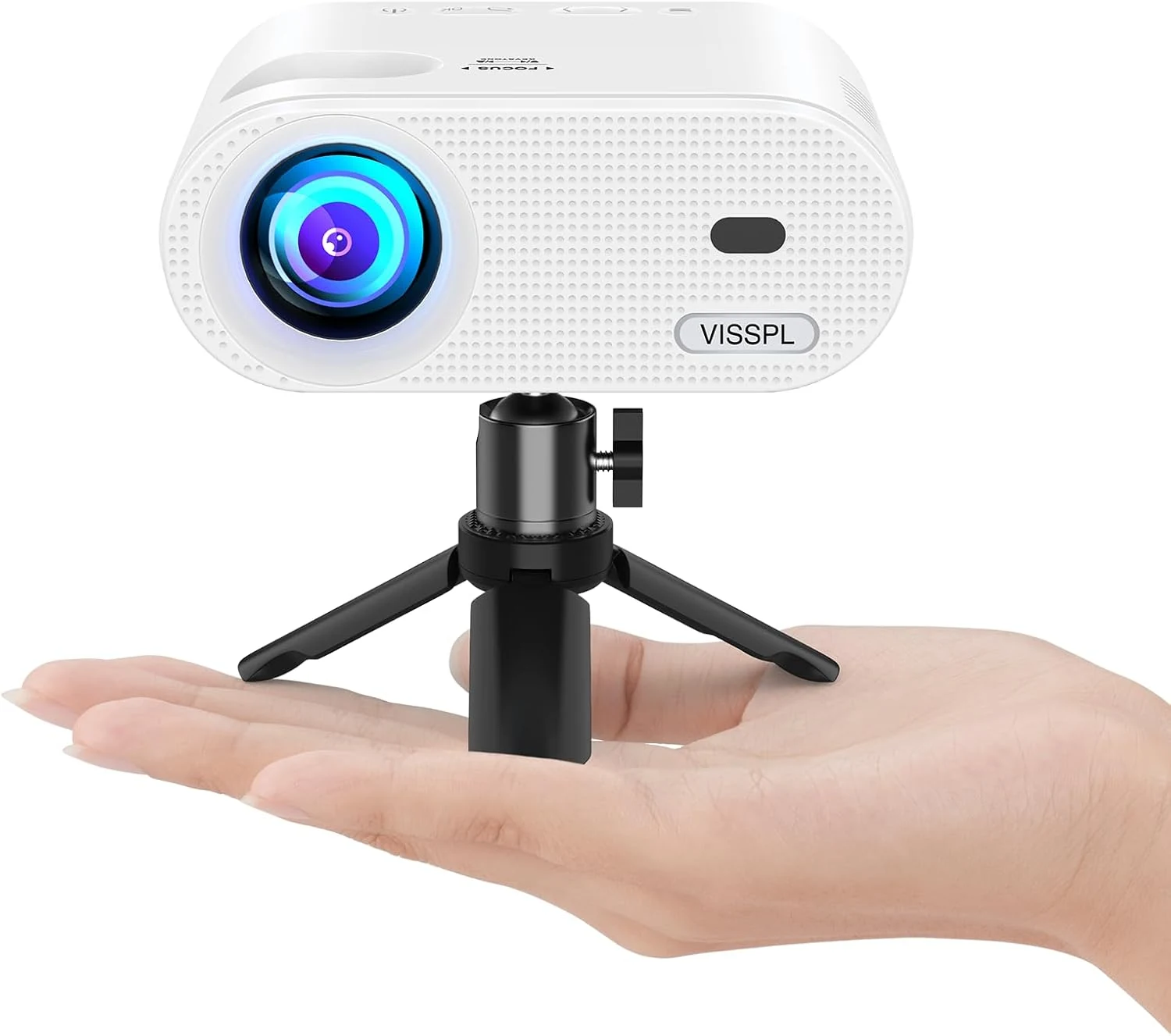 Mini Projector, VISSPL Full HD 1080P Video Projector, Portable Outdoor Projector with Tripod