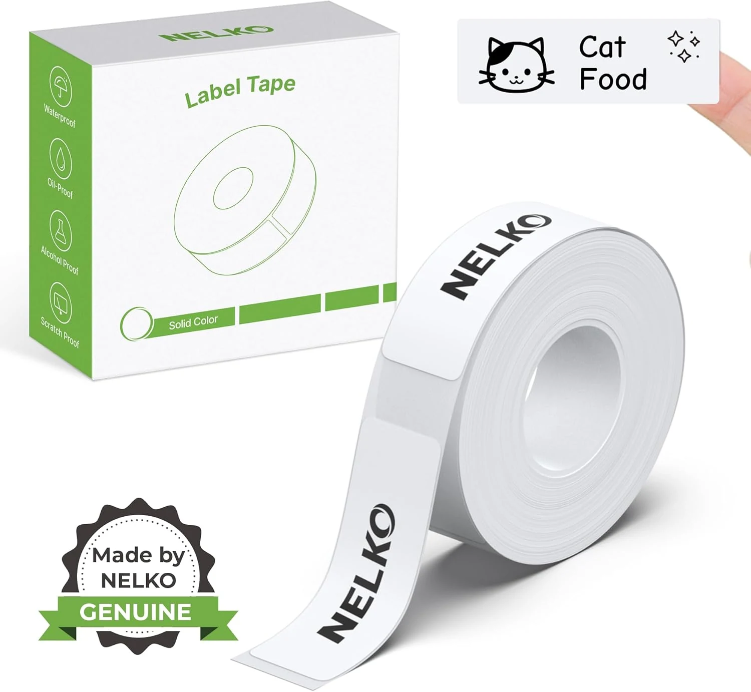 Nelko Genuine P21 Label Maker Tape, 14x40mm (0.55"x1.57"), Standard Laminated Thermal Label Tape Replacement
