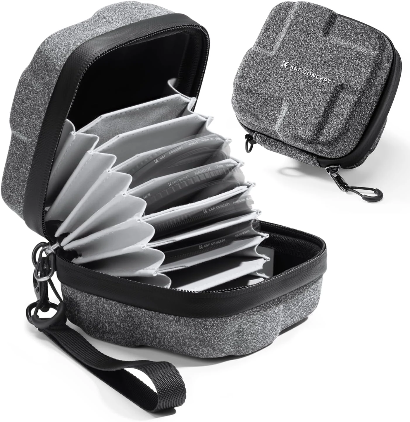 K&F CONCEPT 10 in 1 Lens Filter Case, Hard Shell Camera Filter Pouch (Up to 82mm)