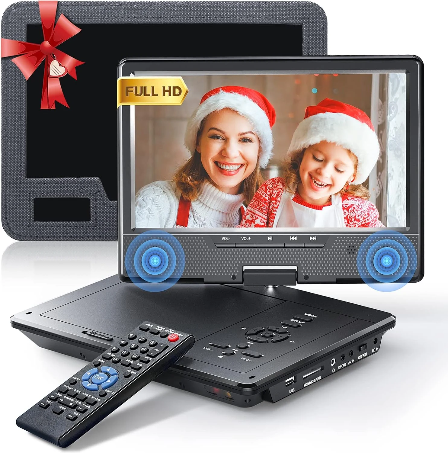 Arafuna 12.5" Portable DVD Player for Car, 10.5" HD Swivel Screen with Car Headrest Holder, 5-Hour Rechargeable, Support USB/SD/Sync TV