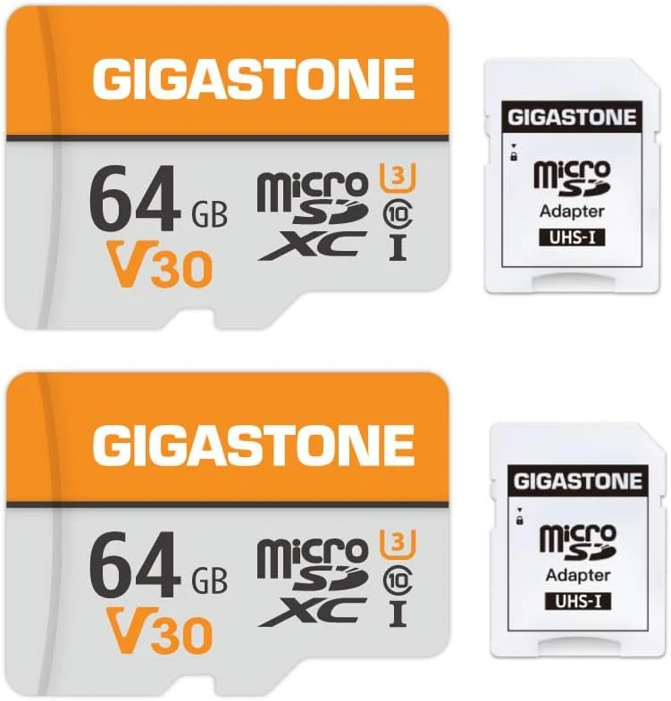 GIGASTONE 64GB Micro SD Card 2-Pack (V30, 95MB/s) with Adapter