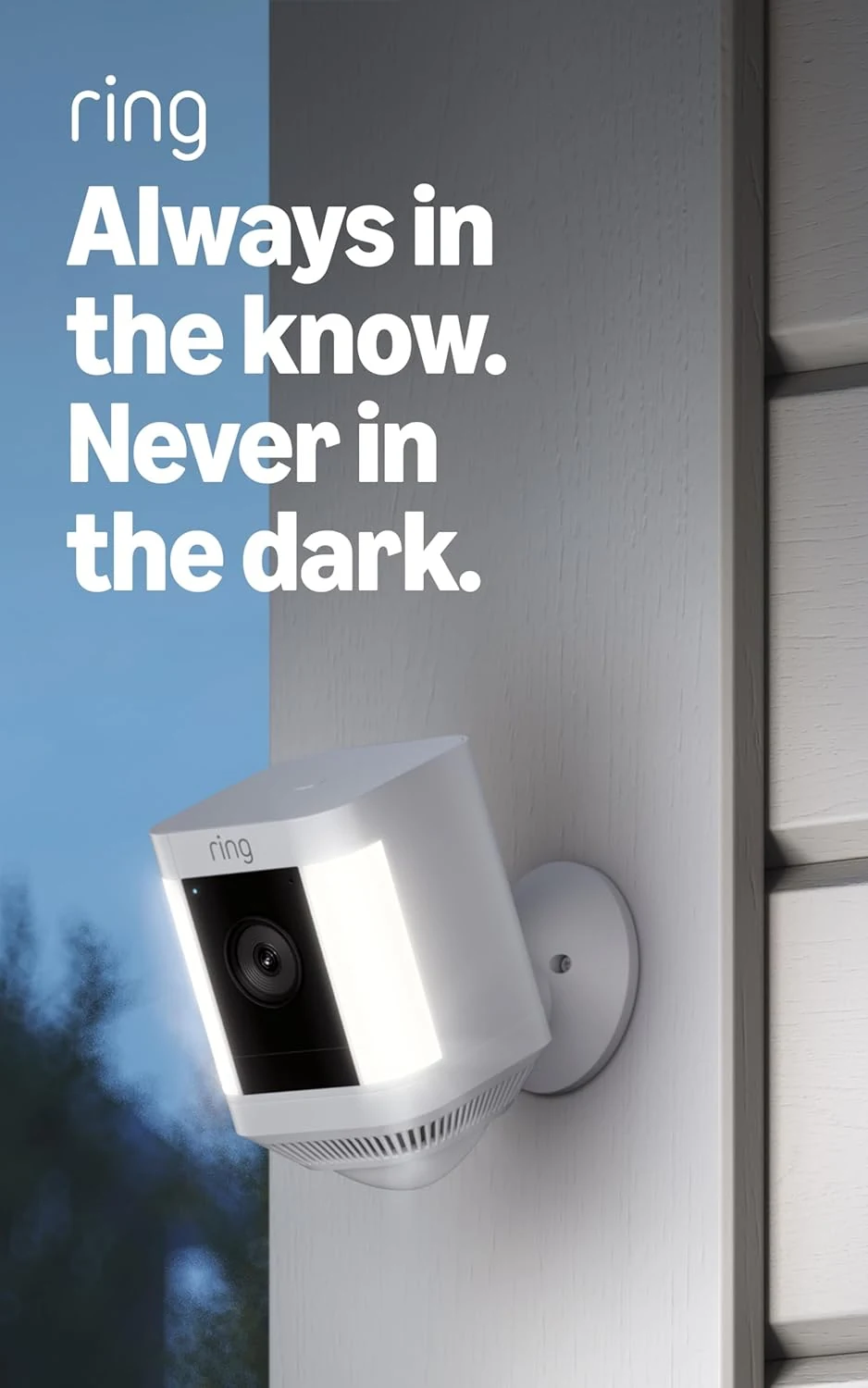 Ring Spotlight Cam Plus, Battery (newest model), Home or business security with HD video, Two-Way Talk, Color Night Vision, and Security Siren, White