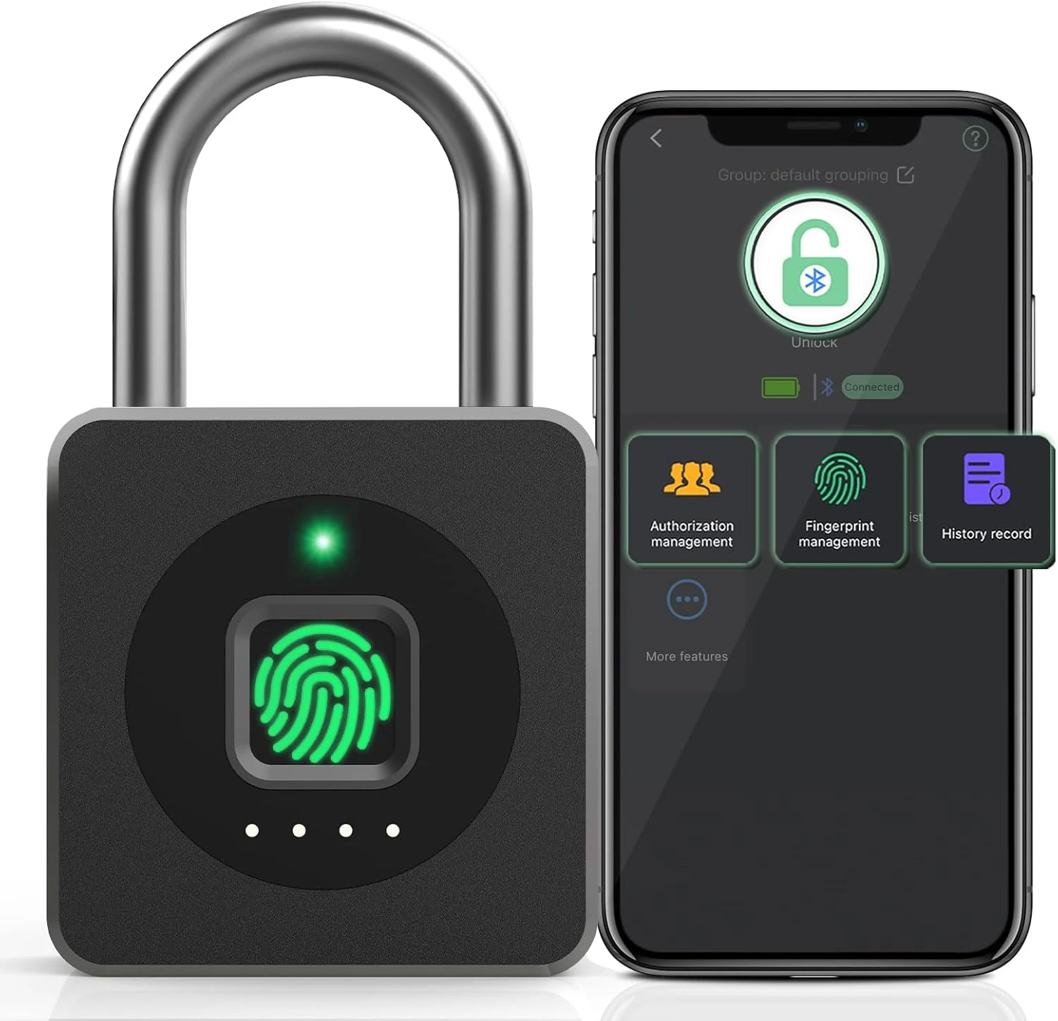 Pothunder Fingerprint Padlock with APP, Keyless Biometric Lock, Smart Waterproof Padlock