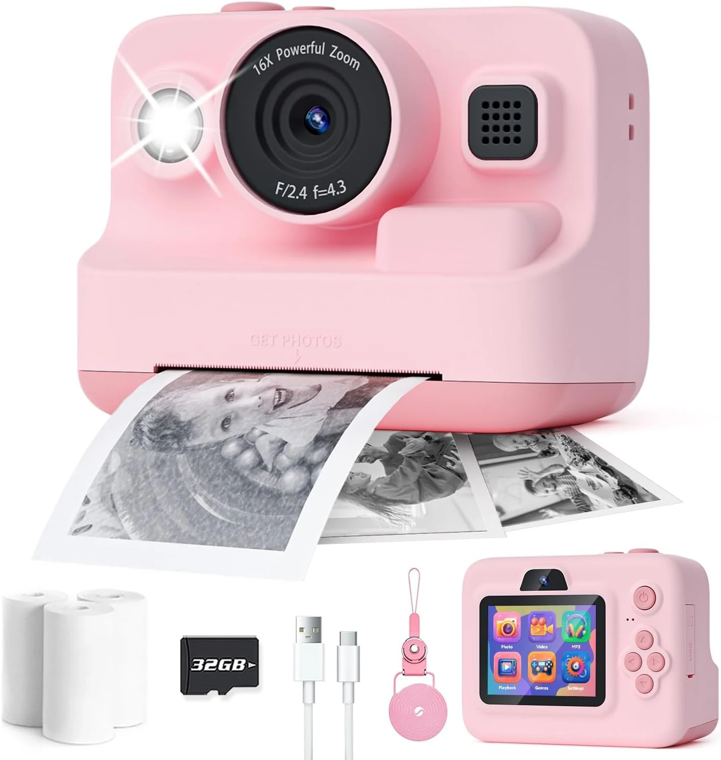 Dylanto Kids Camera Instant Print,1080P Kids Instant Cameras that Print Photos