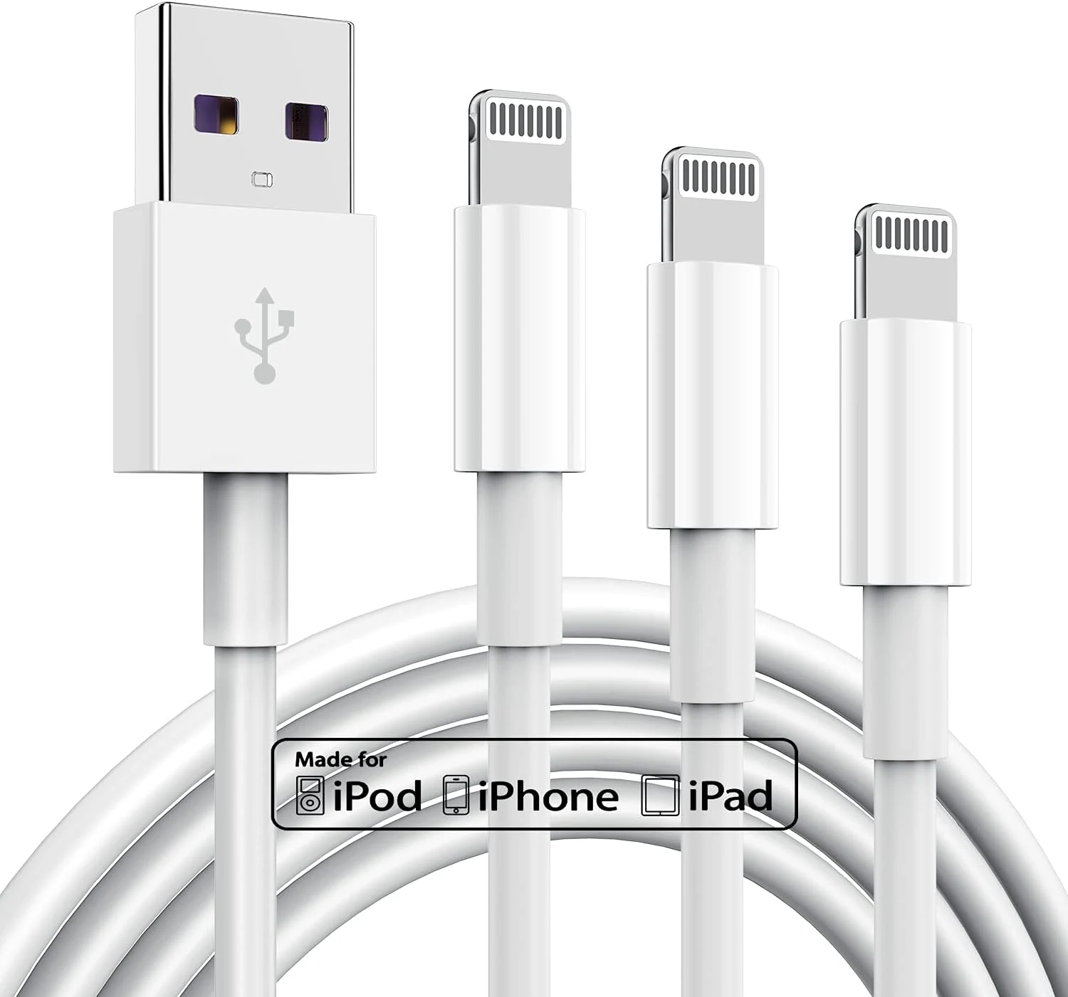 3 Pack Apple MFi Certified iPhone Charger Cable 6ft, Apple Lightning to USB Cable Cord 6 Foot, 2.4A Fast Charging,Apple Phone Long Chargers for iPhone 14/13/12/11/11 Pro/11 Max/X/XS/XR/XS Max/8/7/6