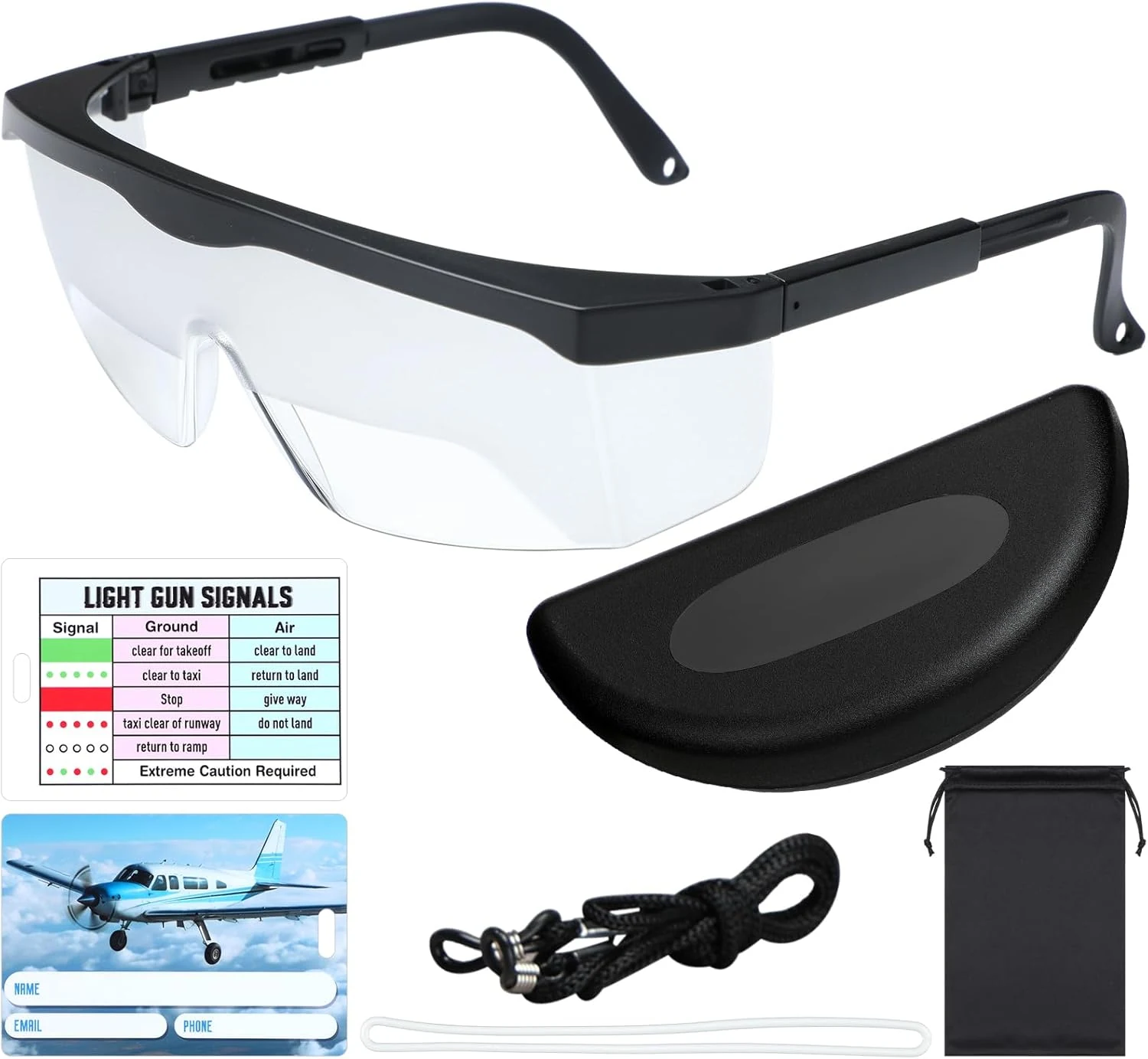 Aviation Flight Training Glasses Adjustable View Limiting Goggles Device with Glasses Box and Tag (Black)