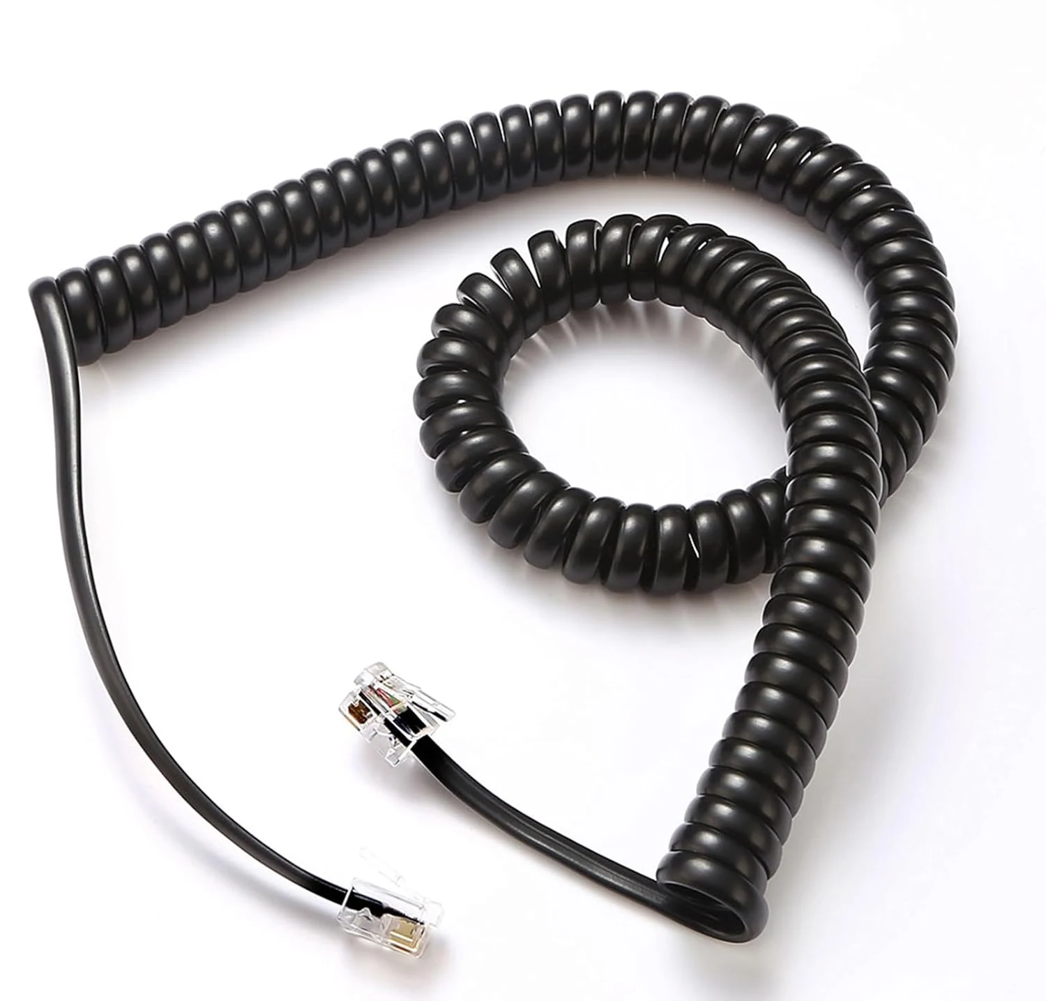 Comtrue Landline Phone Cords, Telephone Handset Cords, Black, 11.5ft uncoiled, 16" coiled, 2-pack