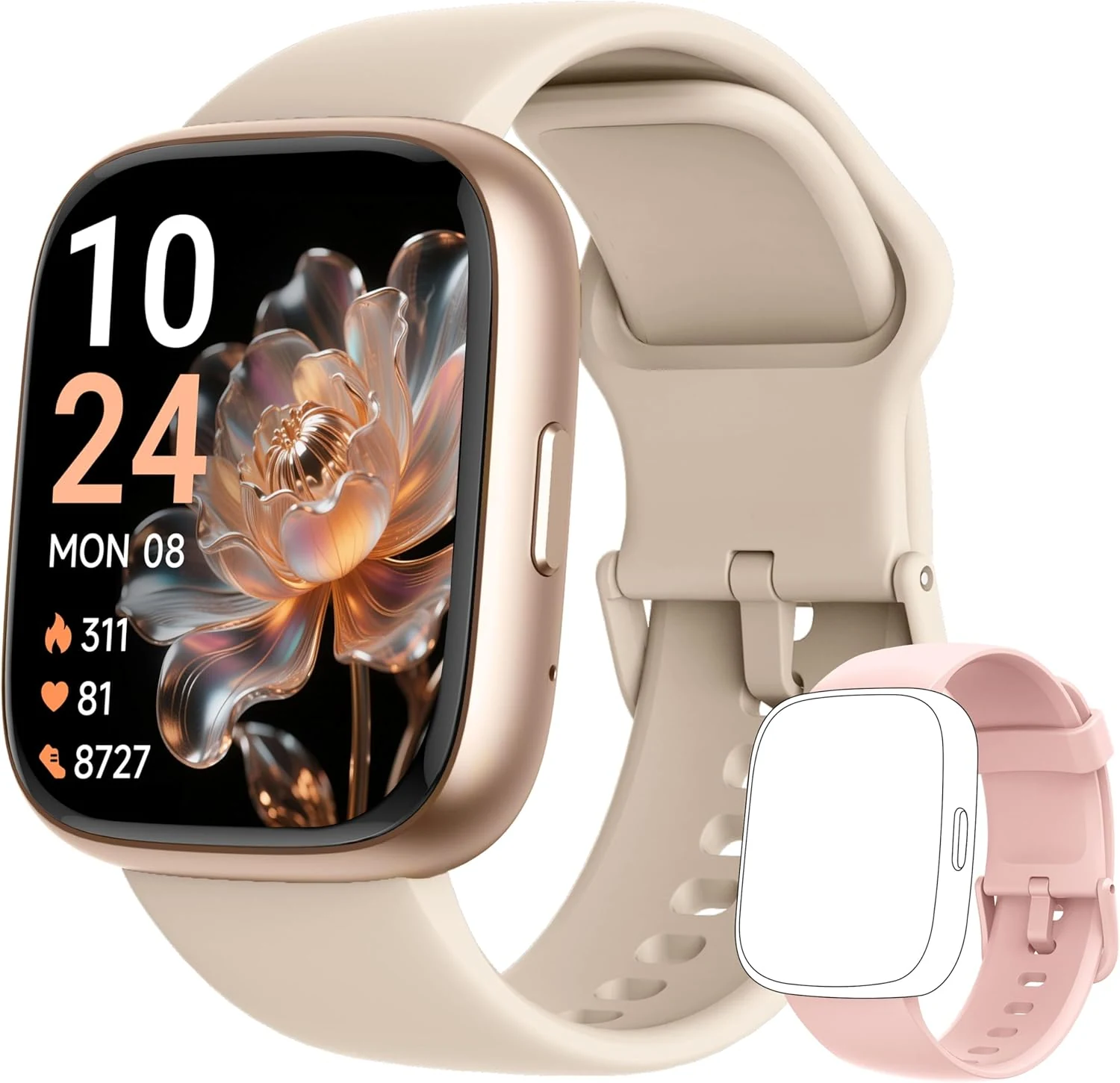 Smart Watch 2026 Upgrade for Women Men Android & iPhone [2 Bands, 44mm case, 1.83''], Alexa Built-in, Make/Answer Call, HR SpO2 Sleep Stress Monitor Fitness Tracker, IP68 Waterproof Step Counter Watch