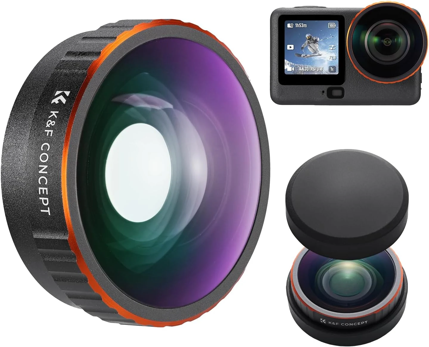 K&F CONCEPT Screw On Wide Angle Lens Compatible with DJI Osmo Action 6 Only