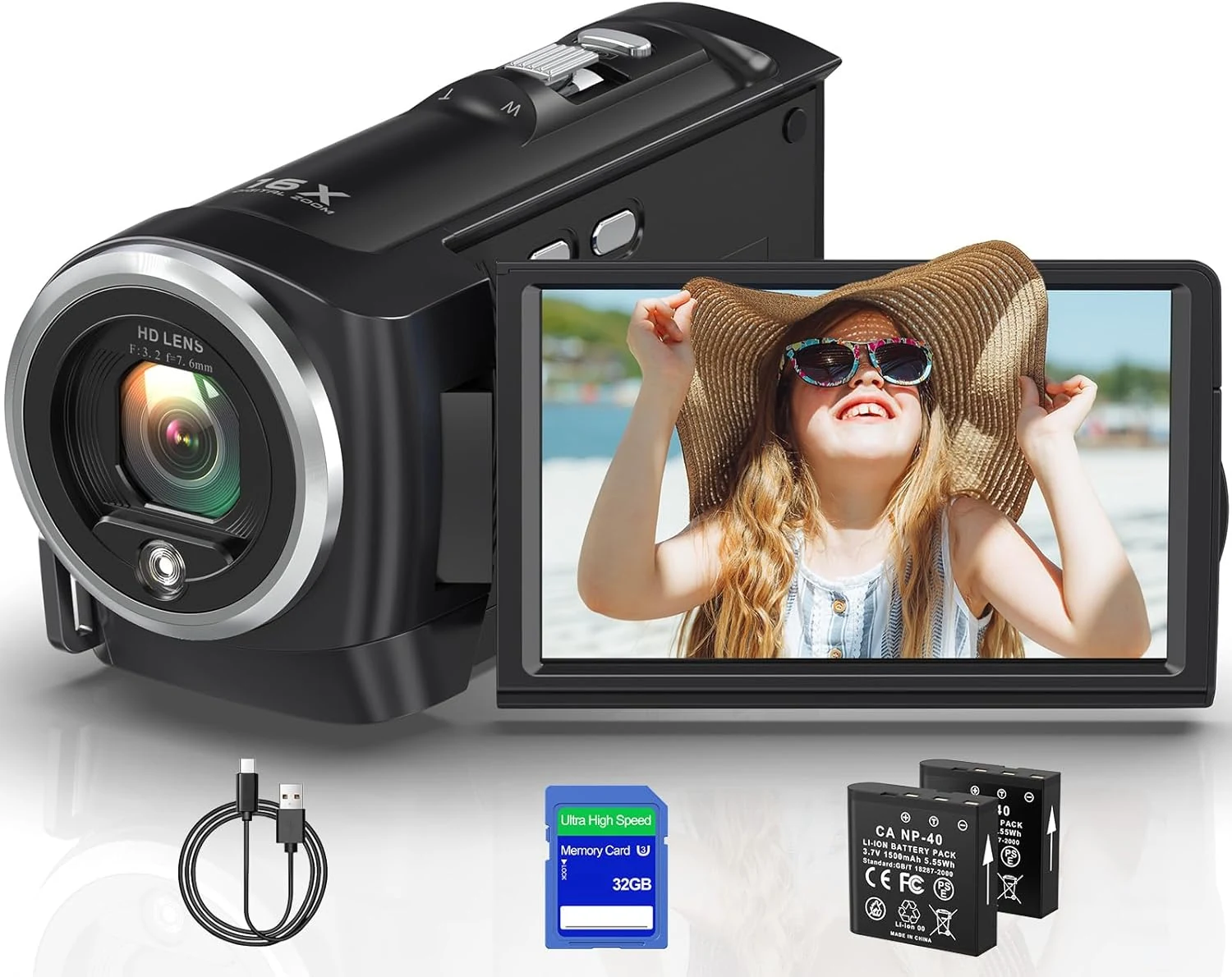 2.7K Video Camera Camcorder QHD 56MP YouTube Vlogging Camera Webcam (DV110)
