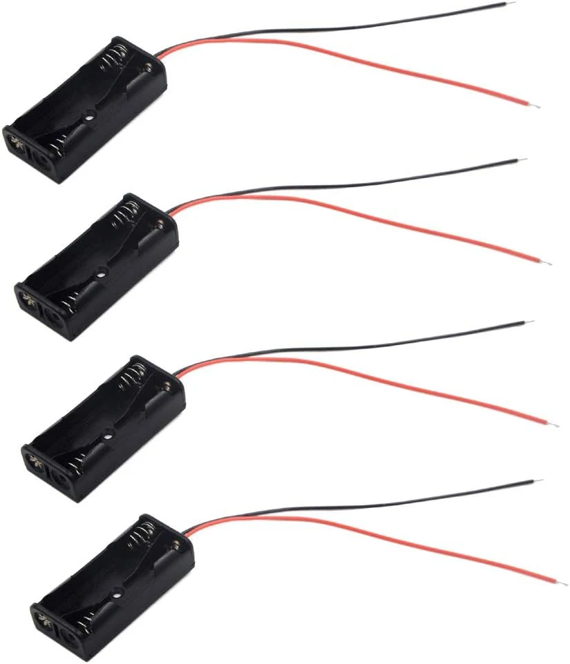 (Pack of 4 AAA Battery Holder, 2 X 1.5V AAA Battery Holder with Leads)