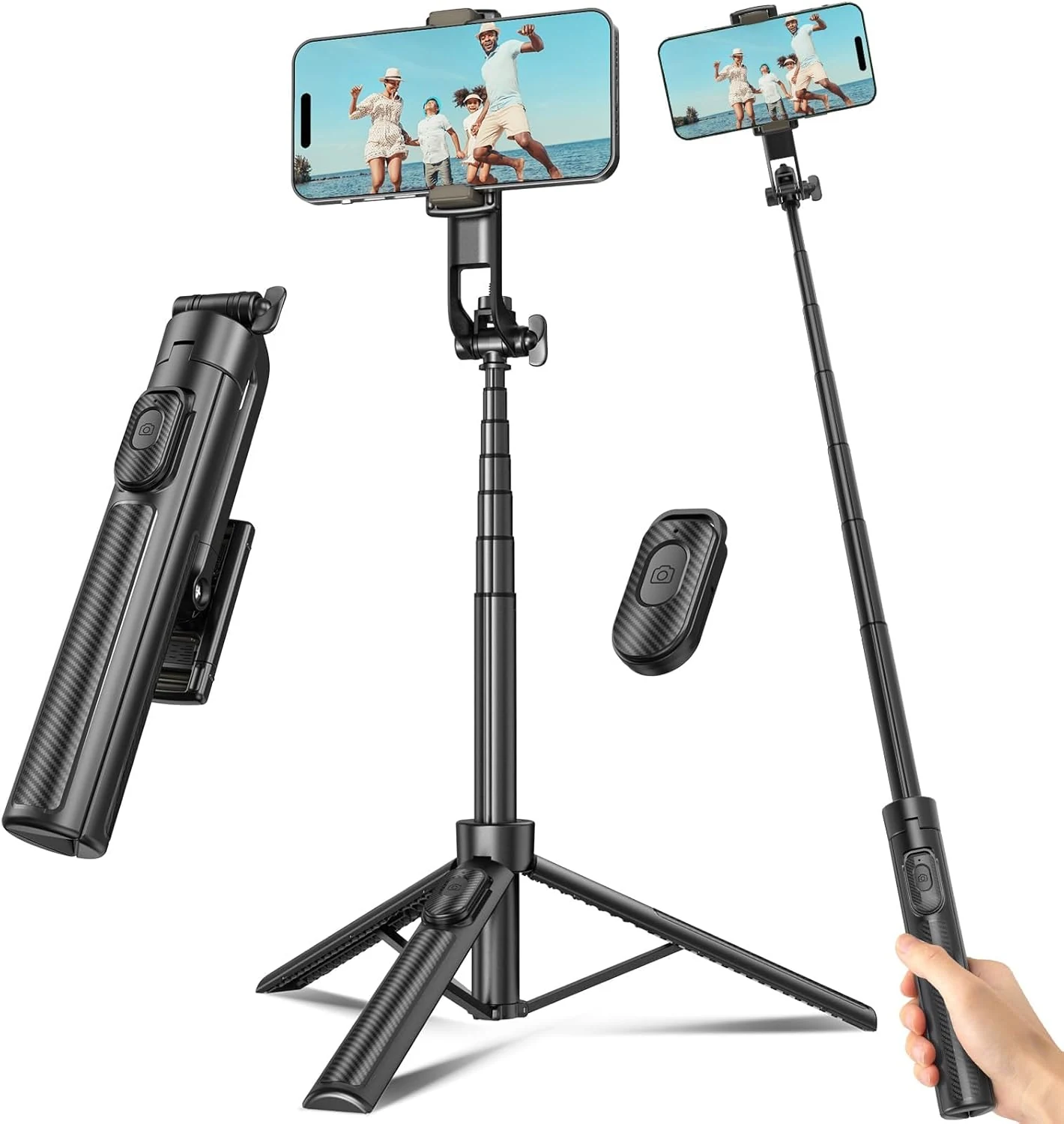 Liphisy Selfie Stick Travel Tripod for Cell Phone with Remote Control