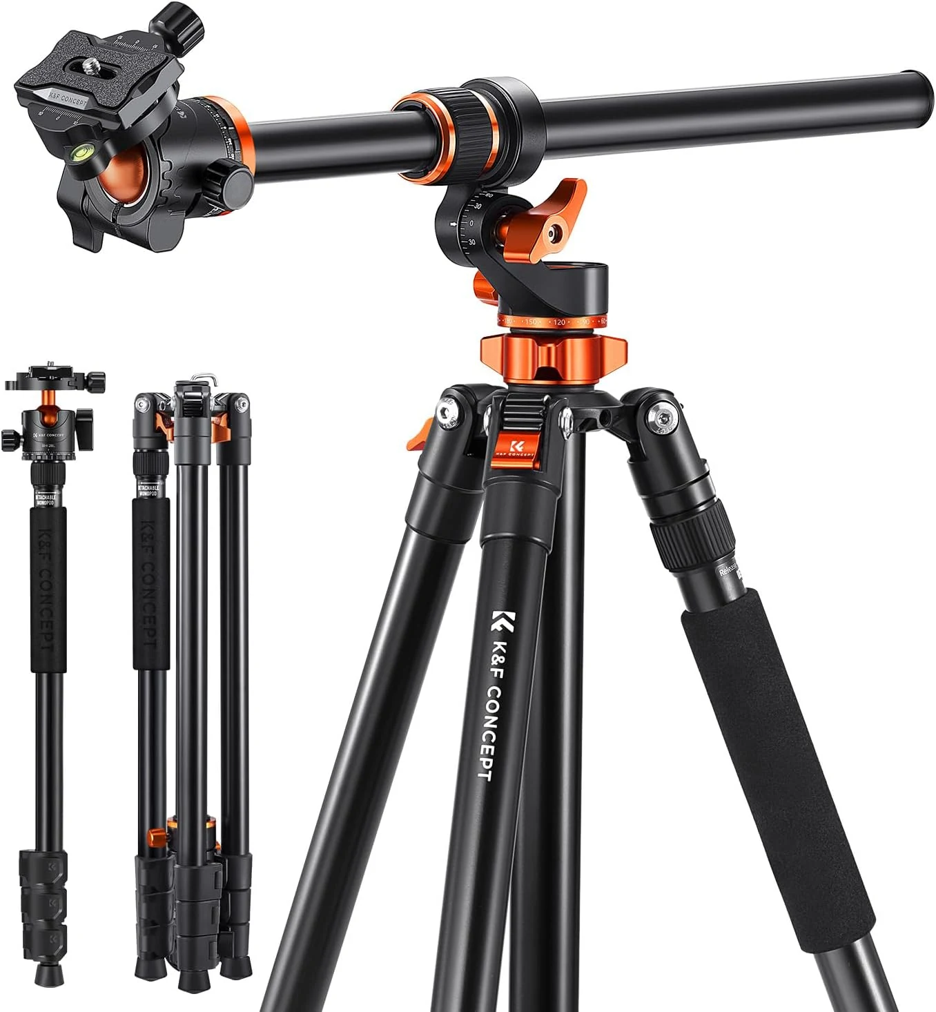 K&F CONCEPT 90''/230cm Ultra High Camera Tripod T254A7+BH-28L