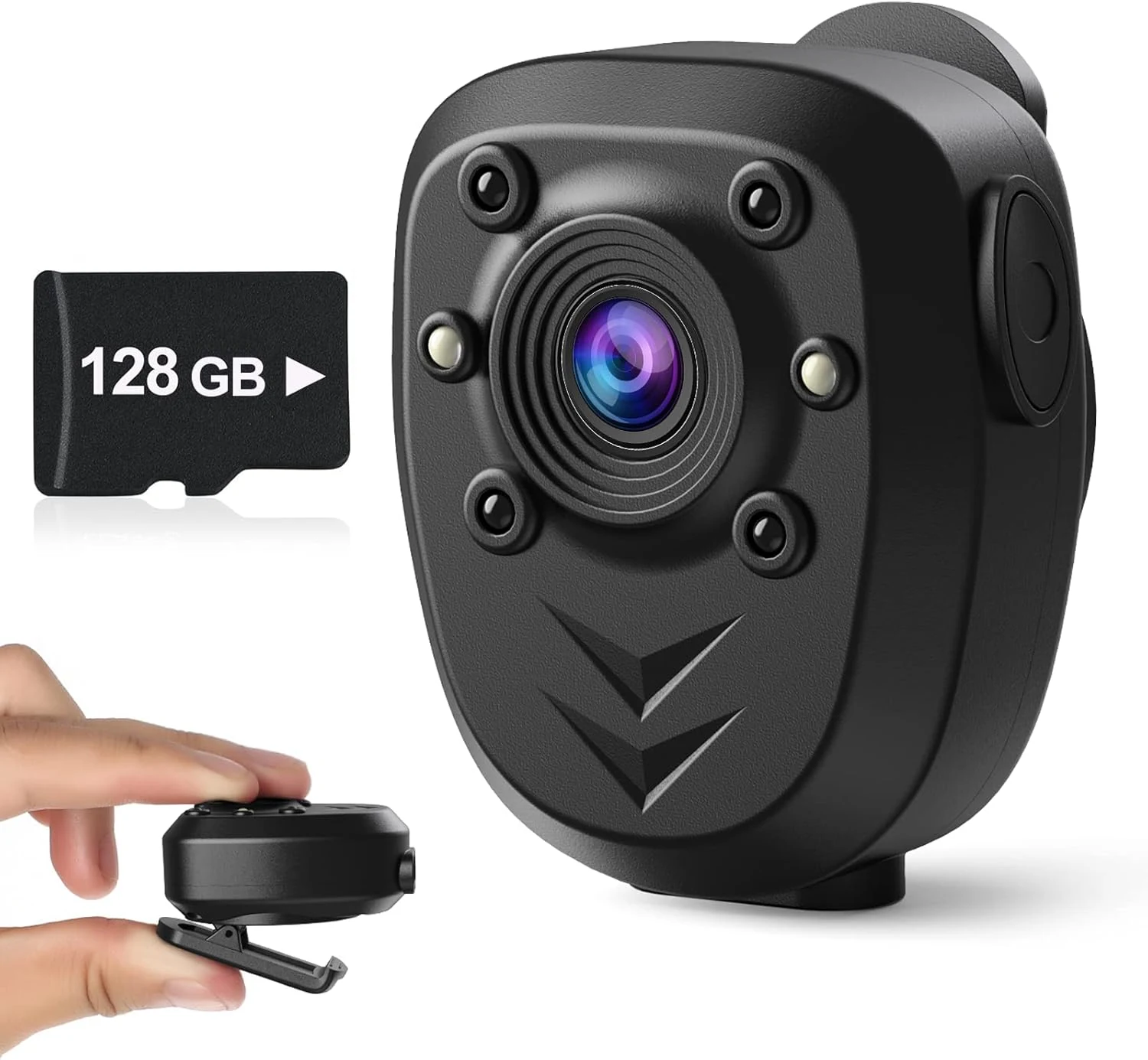 Mini Body Camera Video Recorder Built-in 128GB Memory Card with Night Vision IR & Loop Record HD 1080P