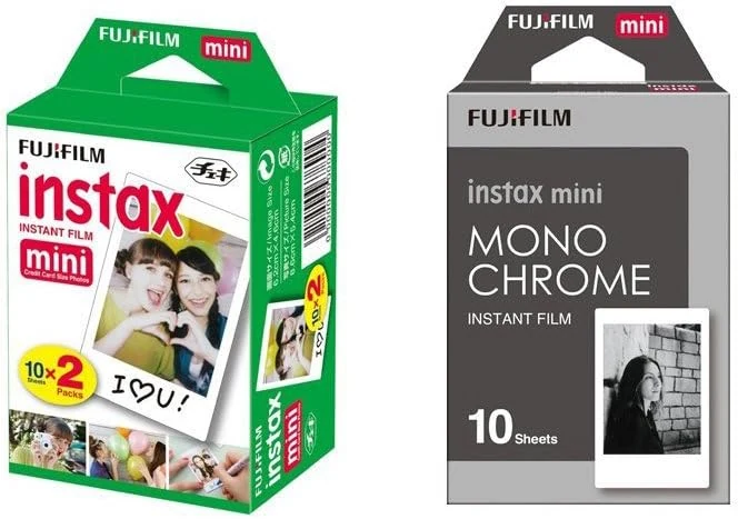 Fujifilm Instax Mini Instant Film 2-PACK BUNDLE SET , Twin Pack Film ( 20 ) + Film Monochrome ( 10 )