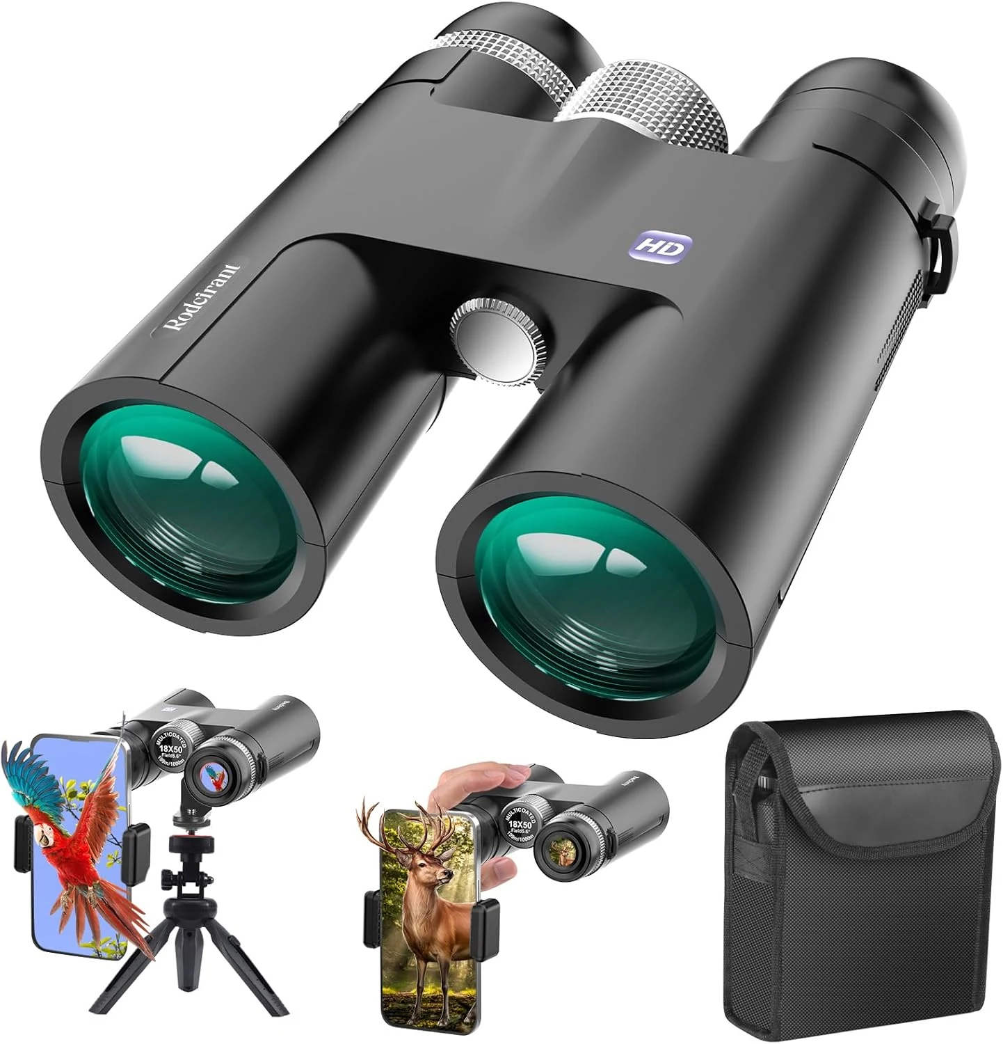 18x50 Professional Large View Binoculars for Adults with Upgraded Phone Adapter, Tripod and Tripod Adapter