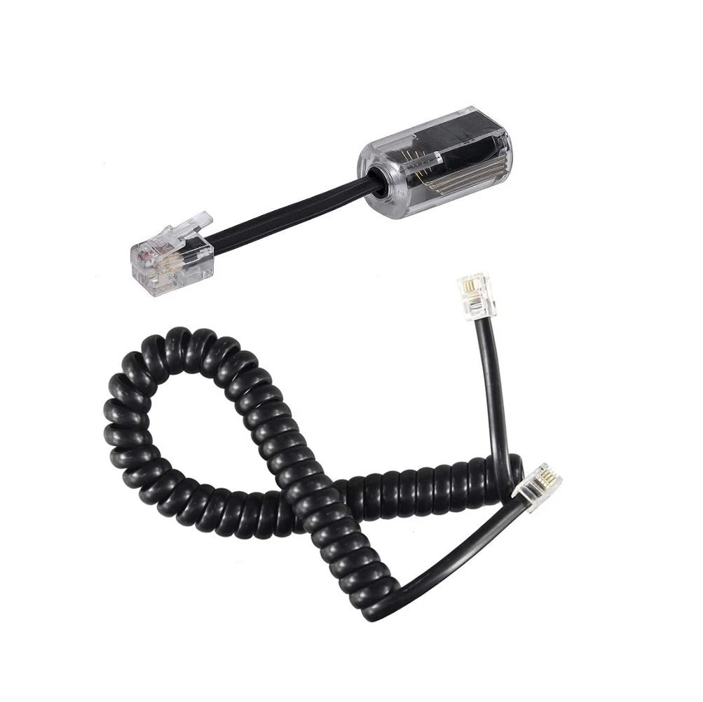 Telephone Handset Cord Detangler 1 Set, 1 Pack 360 Degree Rotating/Anti-Tangle Landline Cable and 1 Pack Telephone Handset Cord 7.5 Foot Uncoiled (1.2 Foot Coiled)
