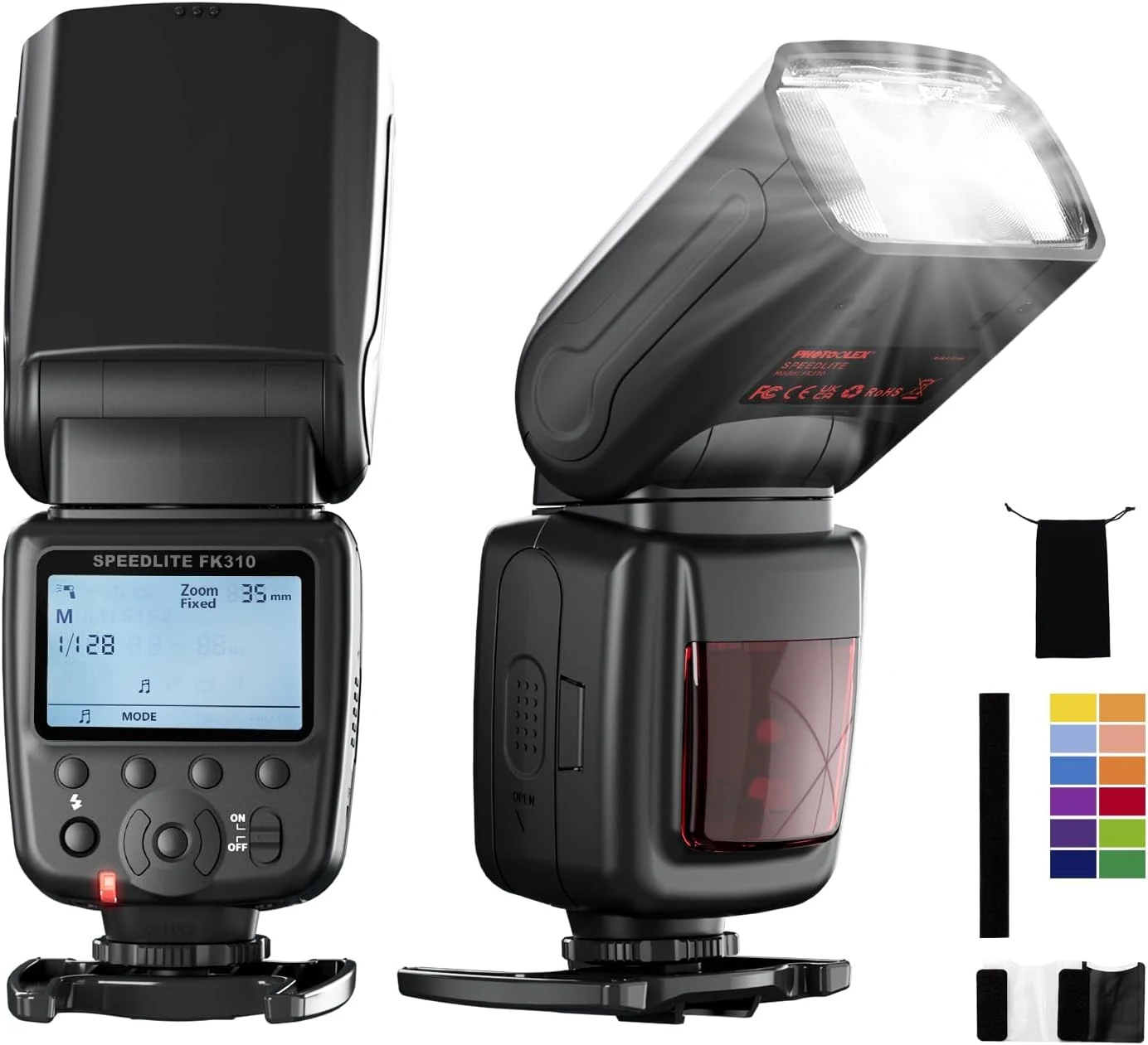 PHOTOOLEX LCD Camera Flash Speedlite for Canon Nikon Sony Panasonic