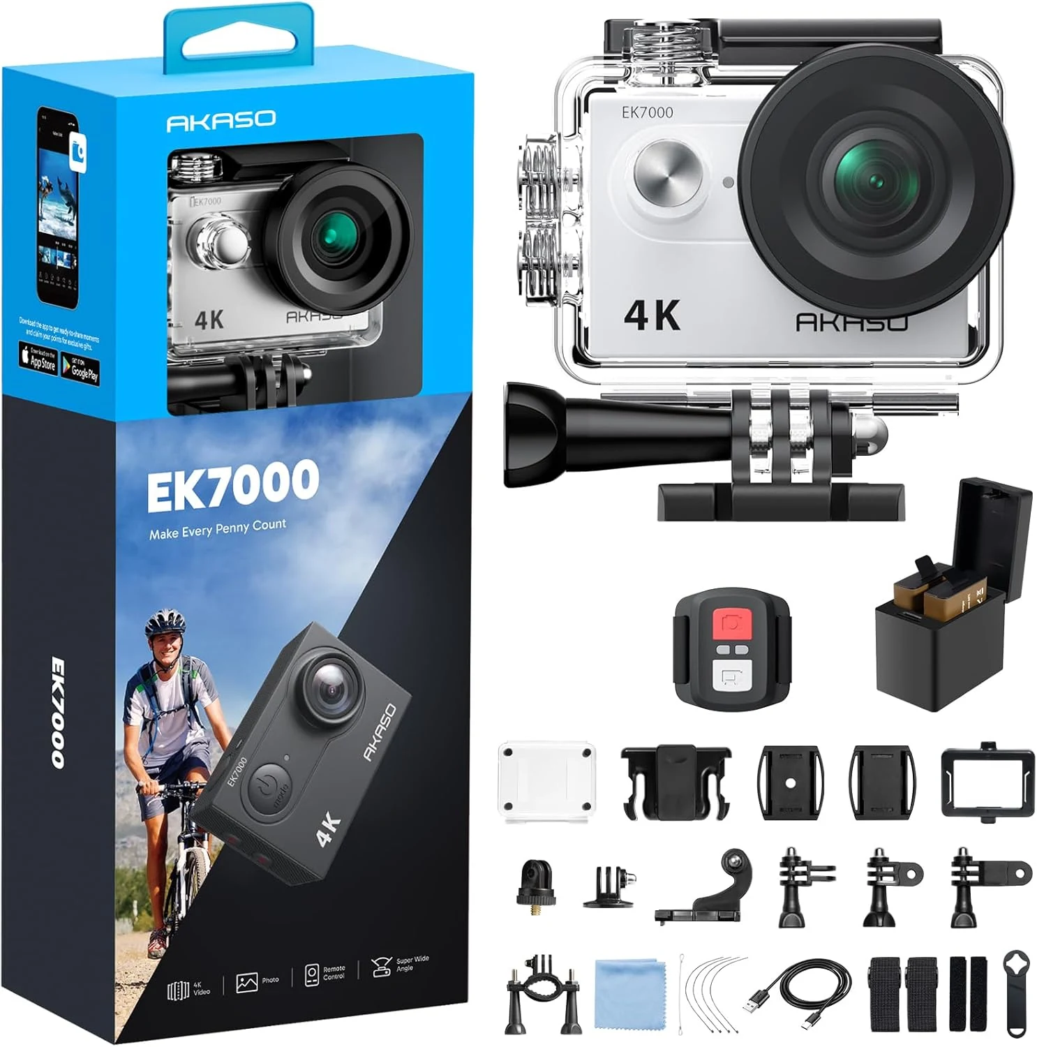 AKASO EK7000 4K30FPS 20MP WiFi Action Camera with EIS Ultra